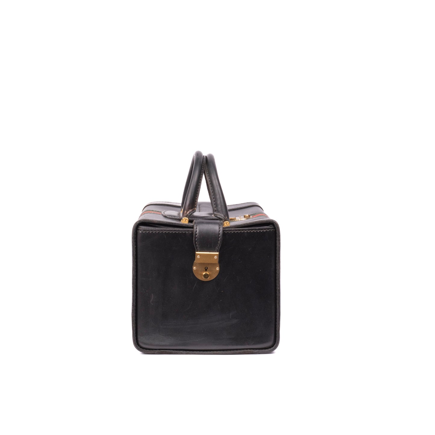 Gucci Black Leather Sherry Line Doctor Boston Bag