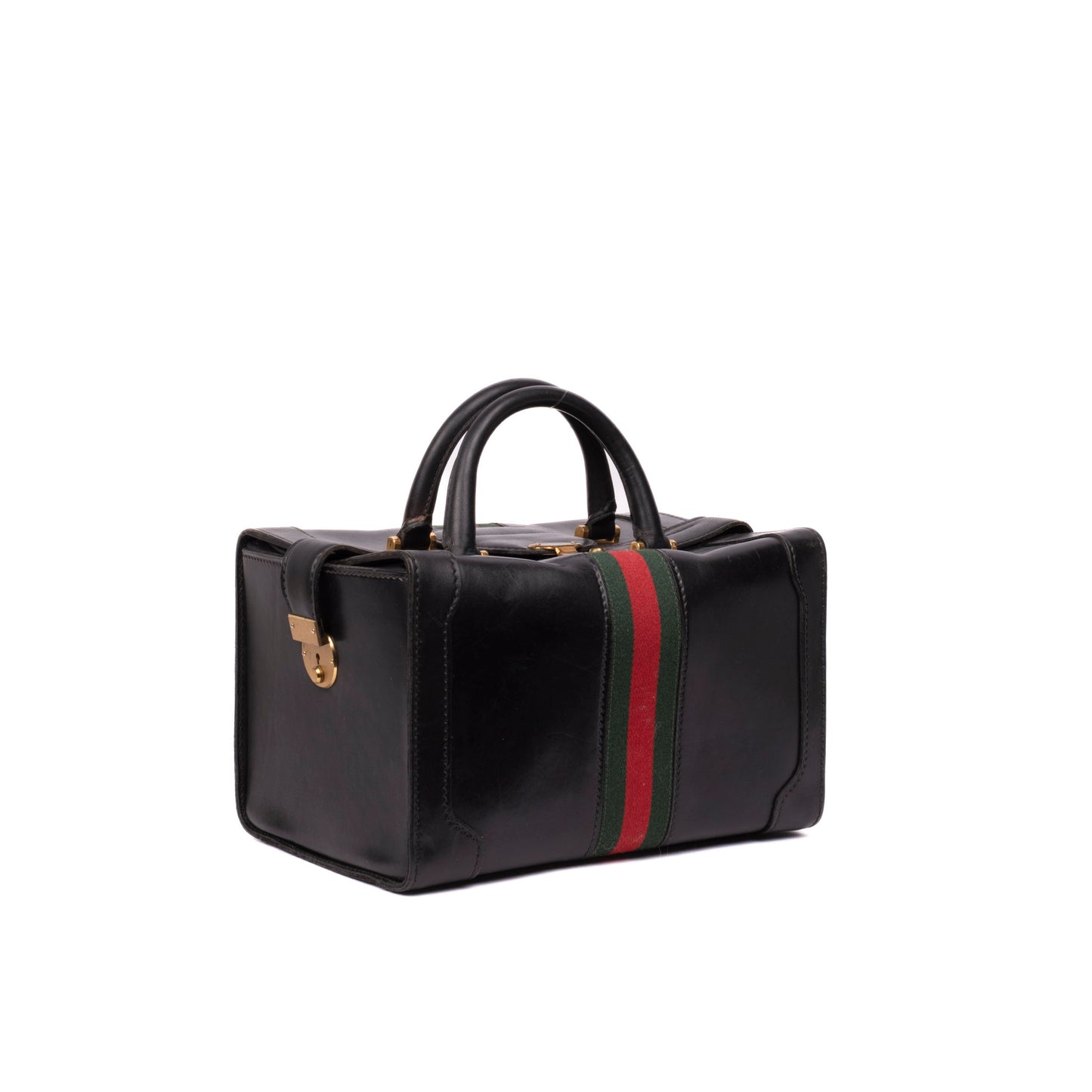 Gucci Black Leather Sherry Line Doctor Boston Bag