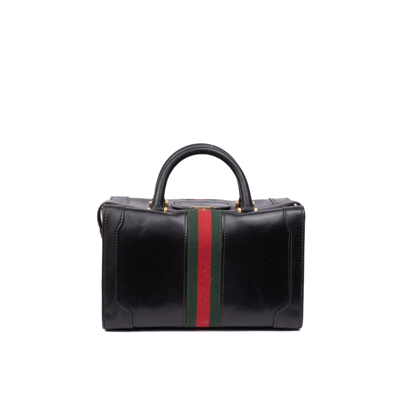 Gucci Black Leather Sherry Line Doctor Boston Bag