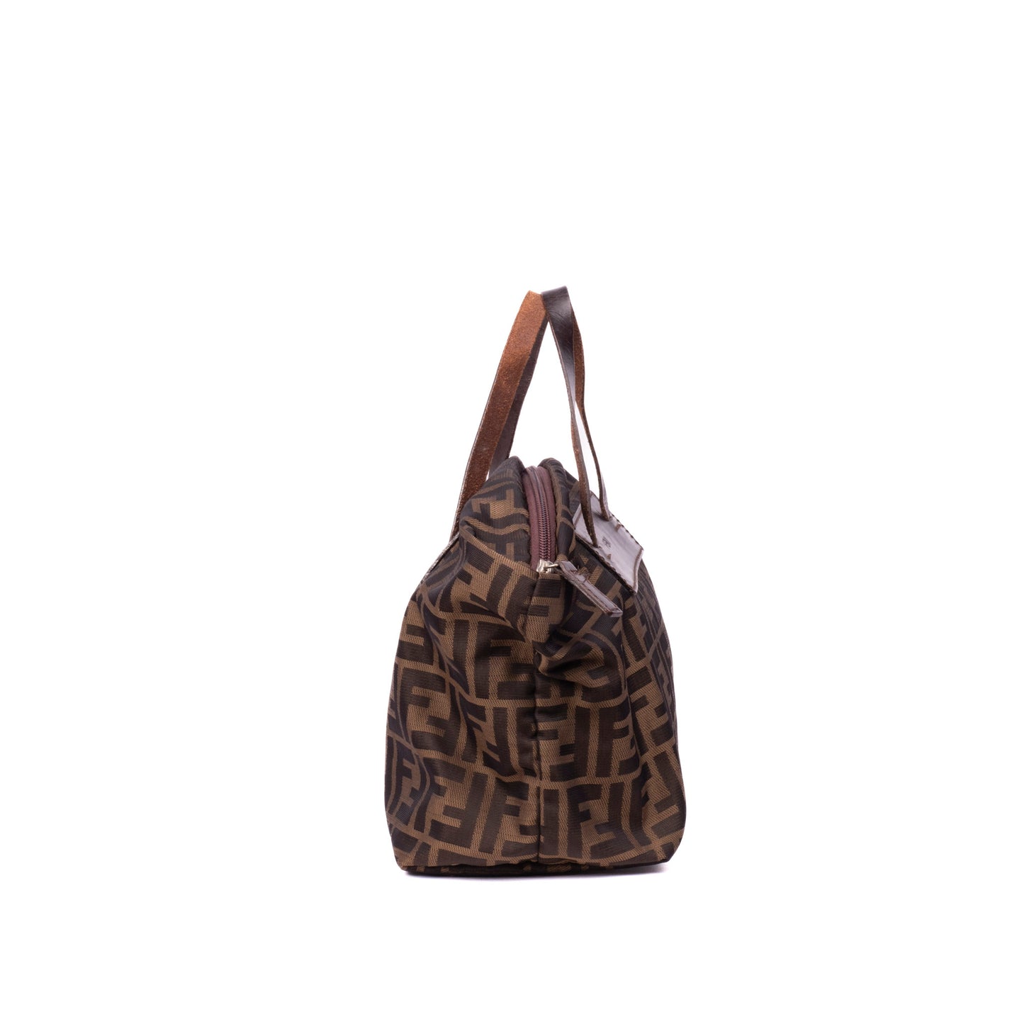 Fendi Brown Zucca Canvas Leather Handle Tote