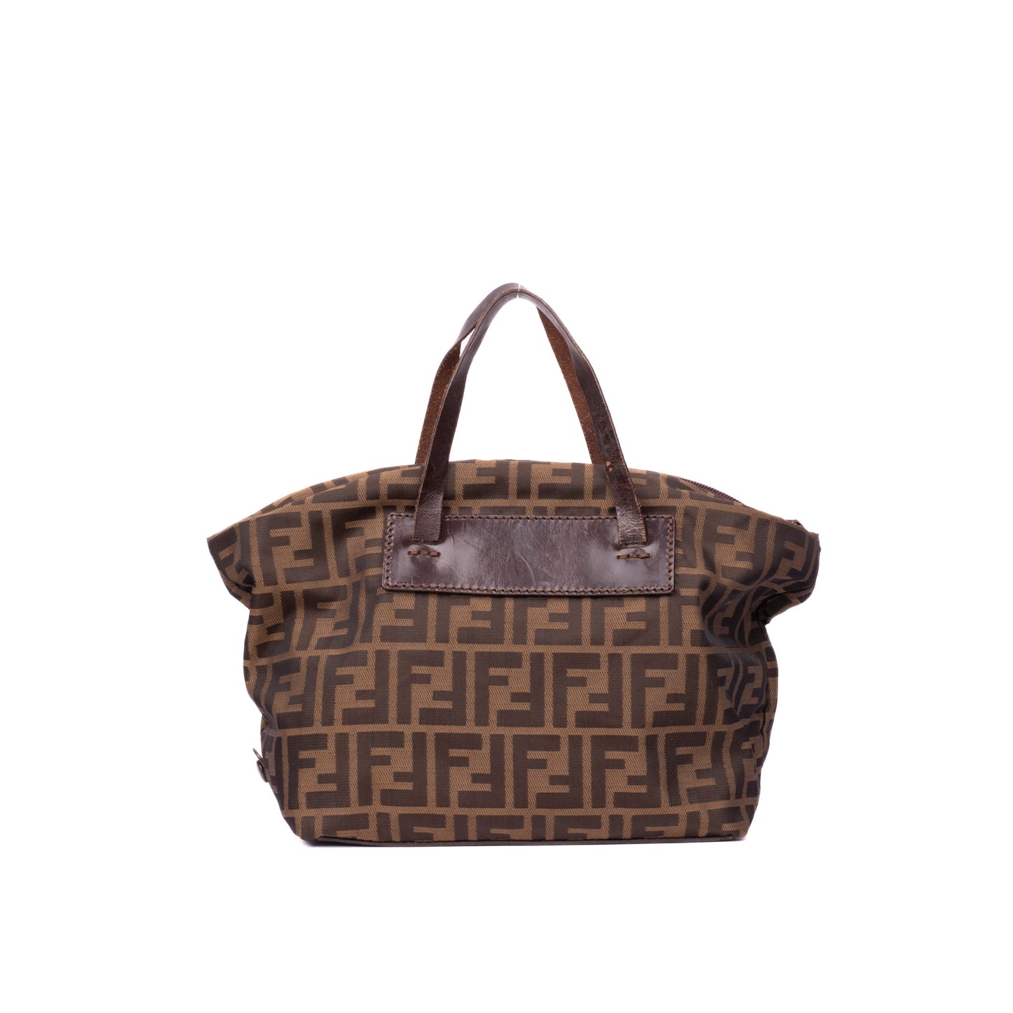 Fendi Brown Zucca Canvas Leather Handle Tote