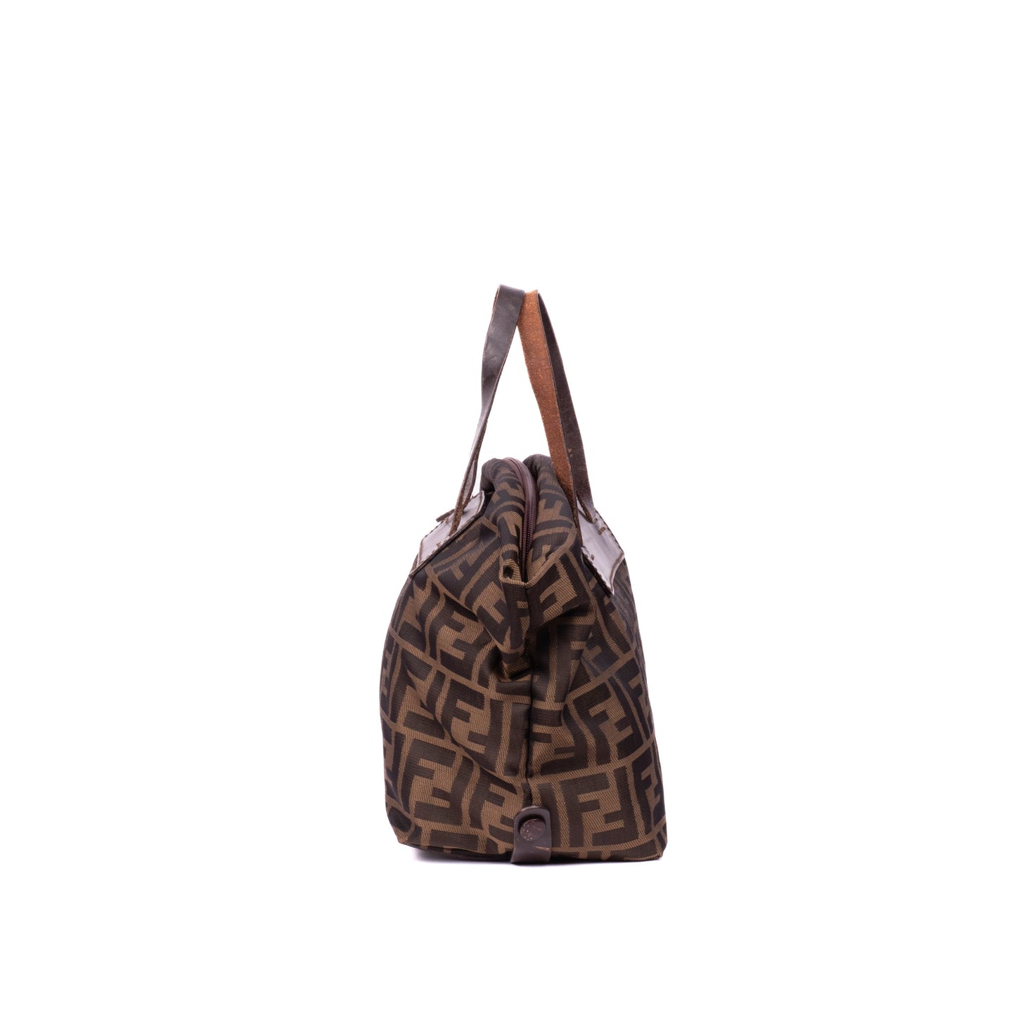 Fendi Brown Zucca Canvas Leather Handle Tote