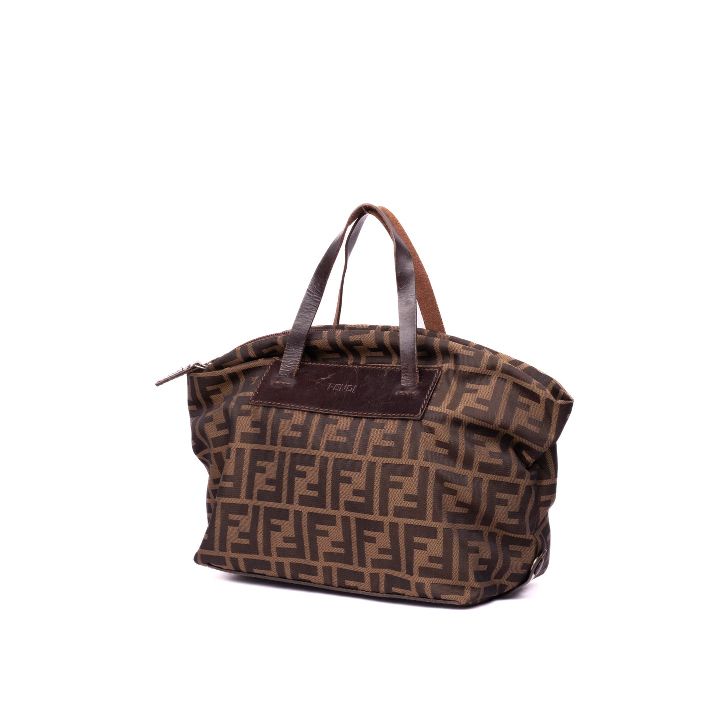 Fendi Brown Zucca Canvas Leather Handle Tote