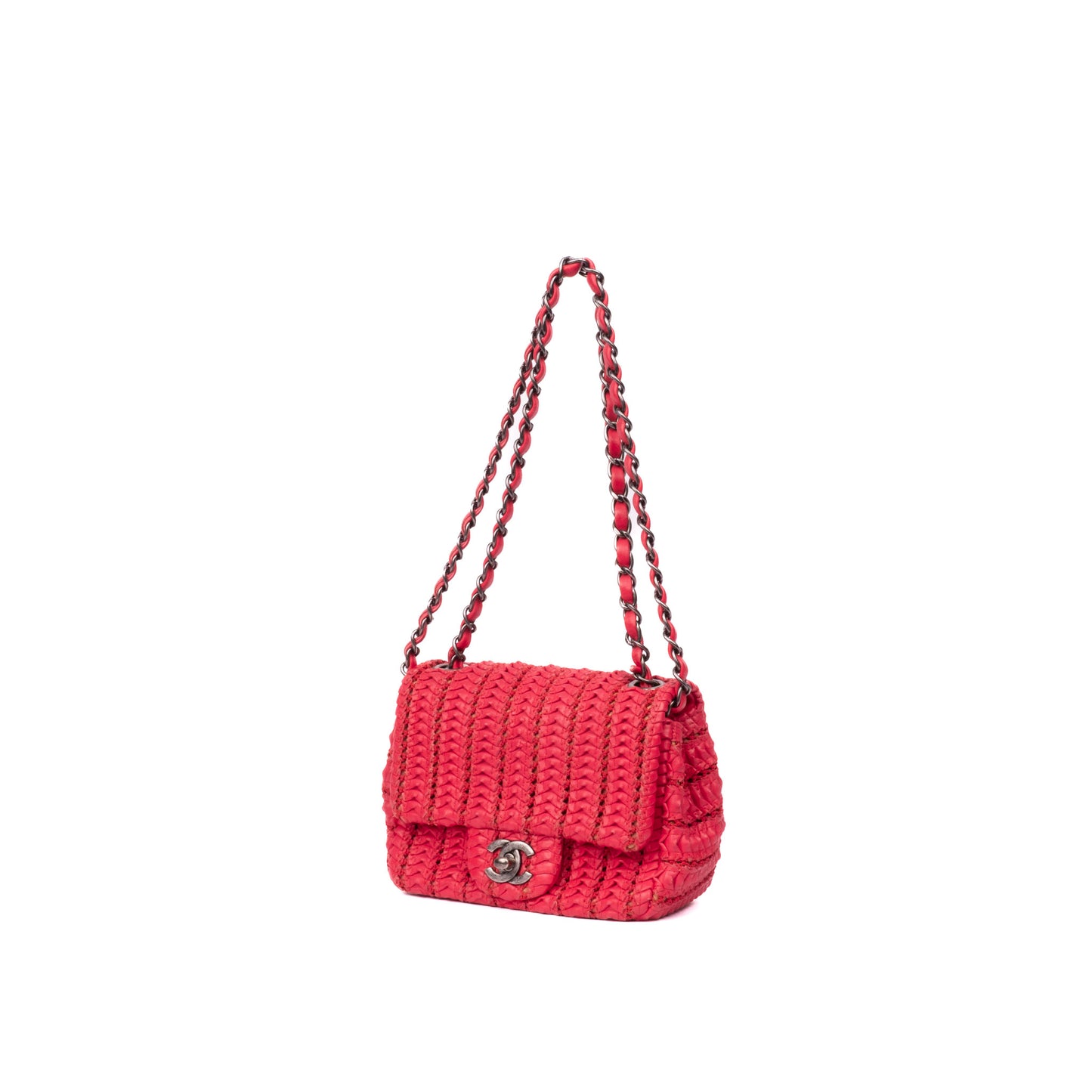 Chanel Hot Pink Mini Paris-Seoul Crochet Lambskin Square Flap Bag