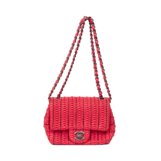 Chanel Hot Pink Mini Paris-Seoul Crochet Lambskin Square Flap Bag