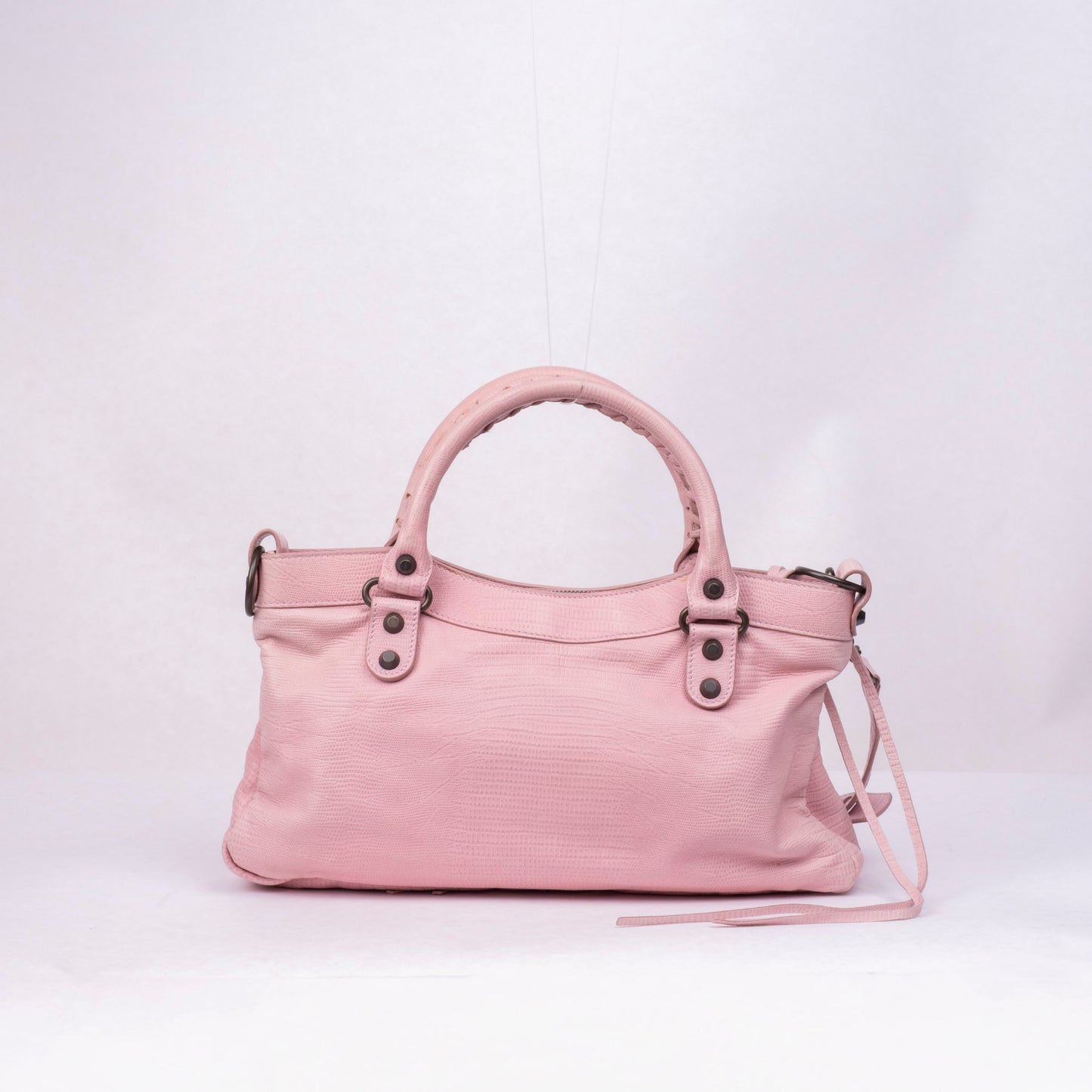 RARE Balenciaga Pink Leather Lizard Embossed First City Bag