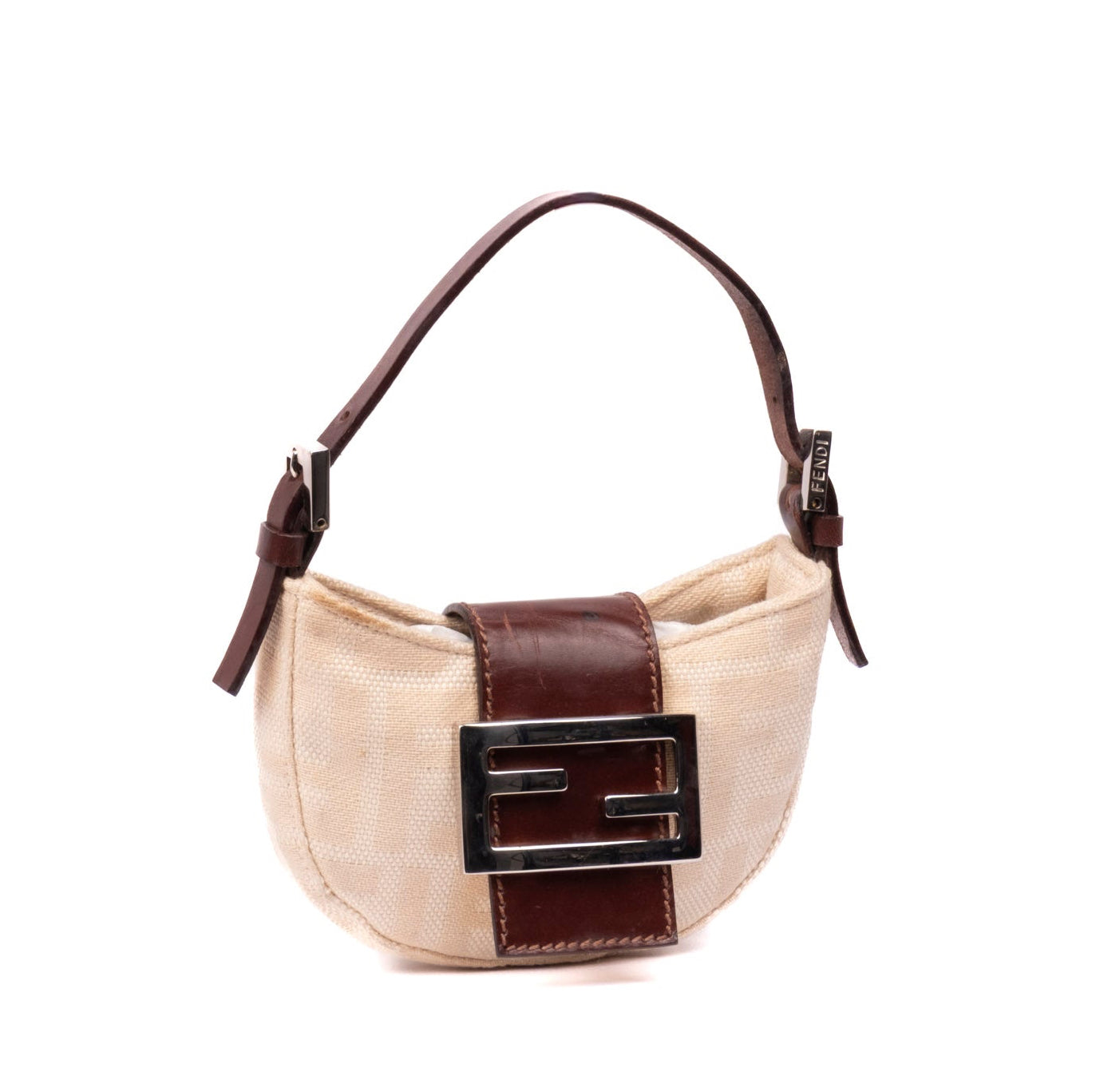 Fendi Cream Zucca Monogram Croissant Mini Bag