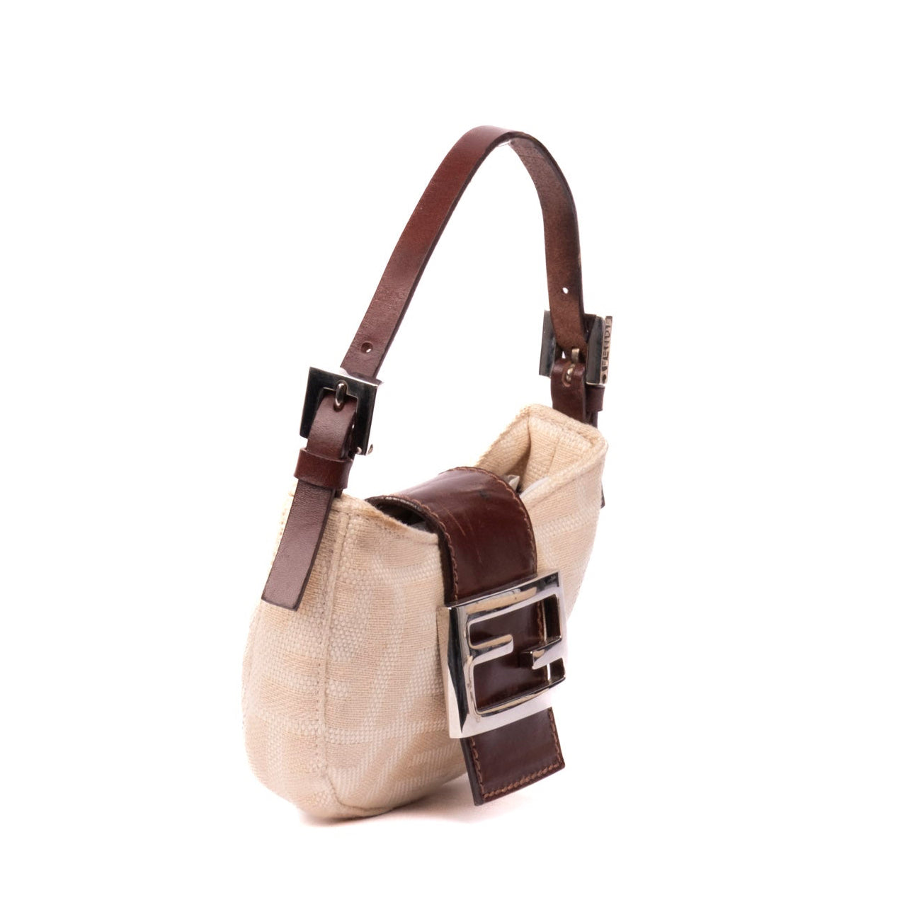 Fendi Cream Zucca Monogram Croissant Mini Bag