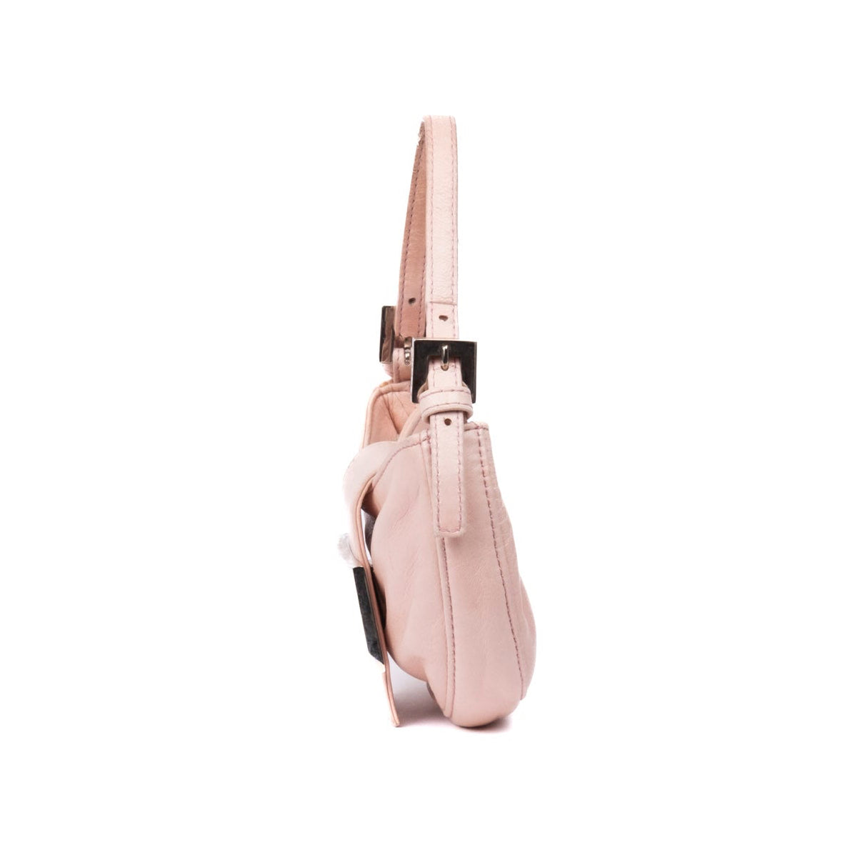 Fendi Pink Lambskin & Yellow Hardware Leather Mini Croissant Bag