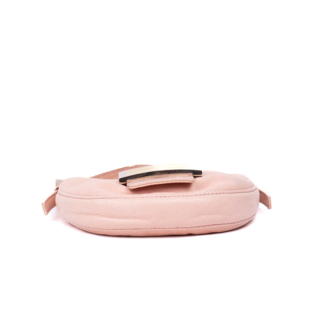 Fendi Pink Lambskin & Yellow Hardware Leather Mini Croissant Bag