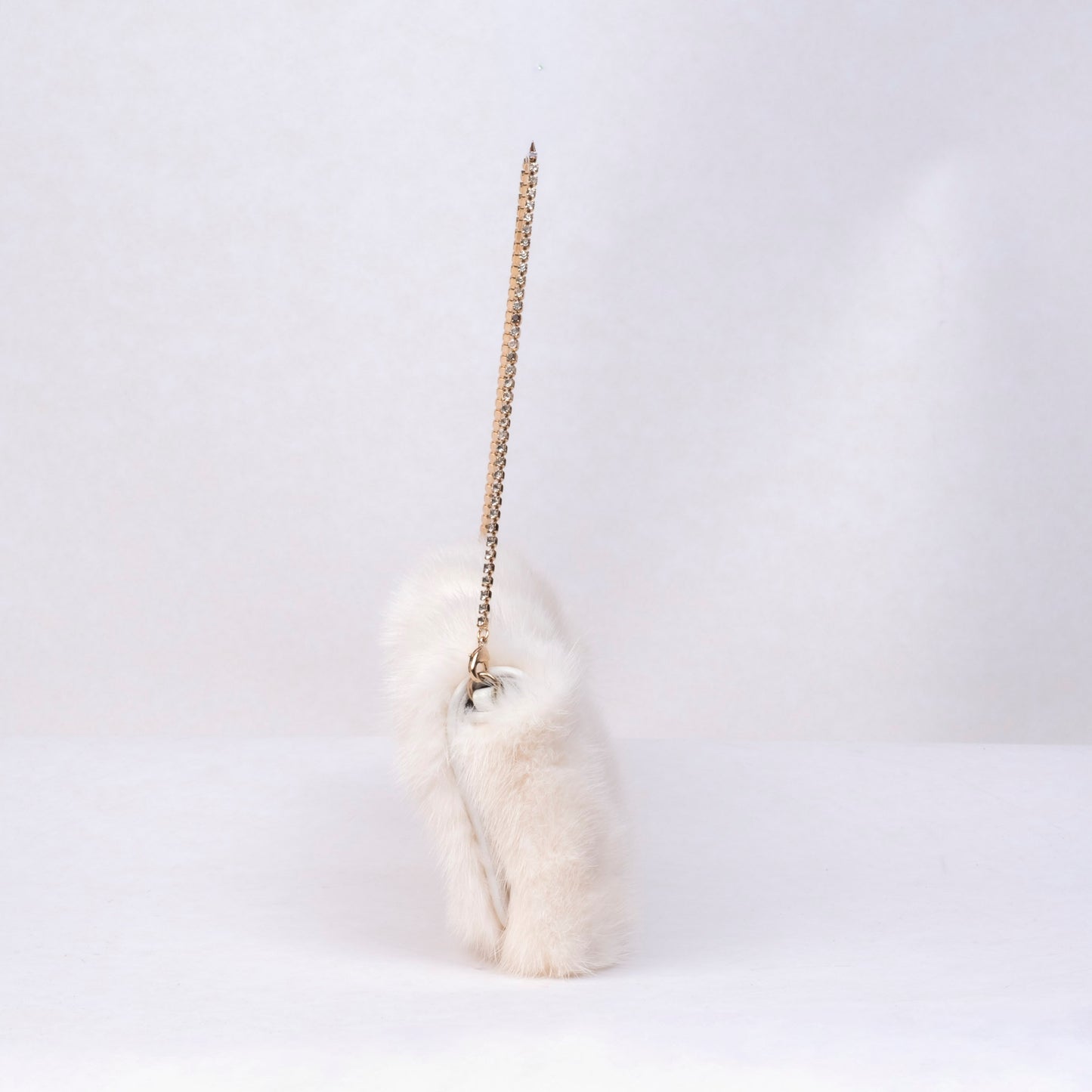 RARE Gucci White Mink Fur Tom Ford Era Chain Crystal Clutch