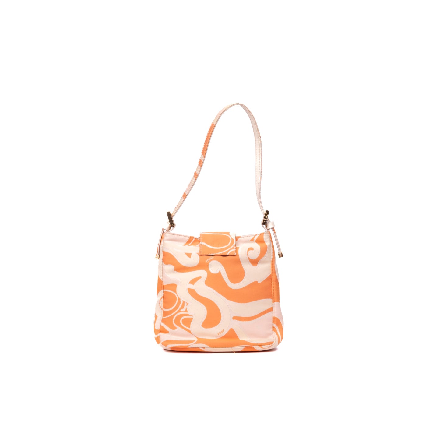 Fendi Orange Swirl Print Satin Mini Shoulder Bag