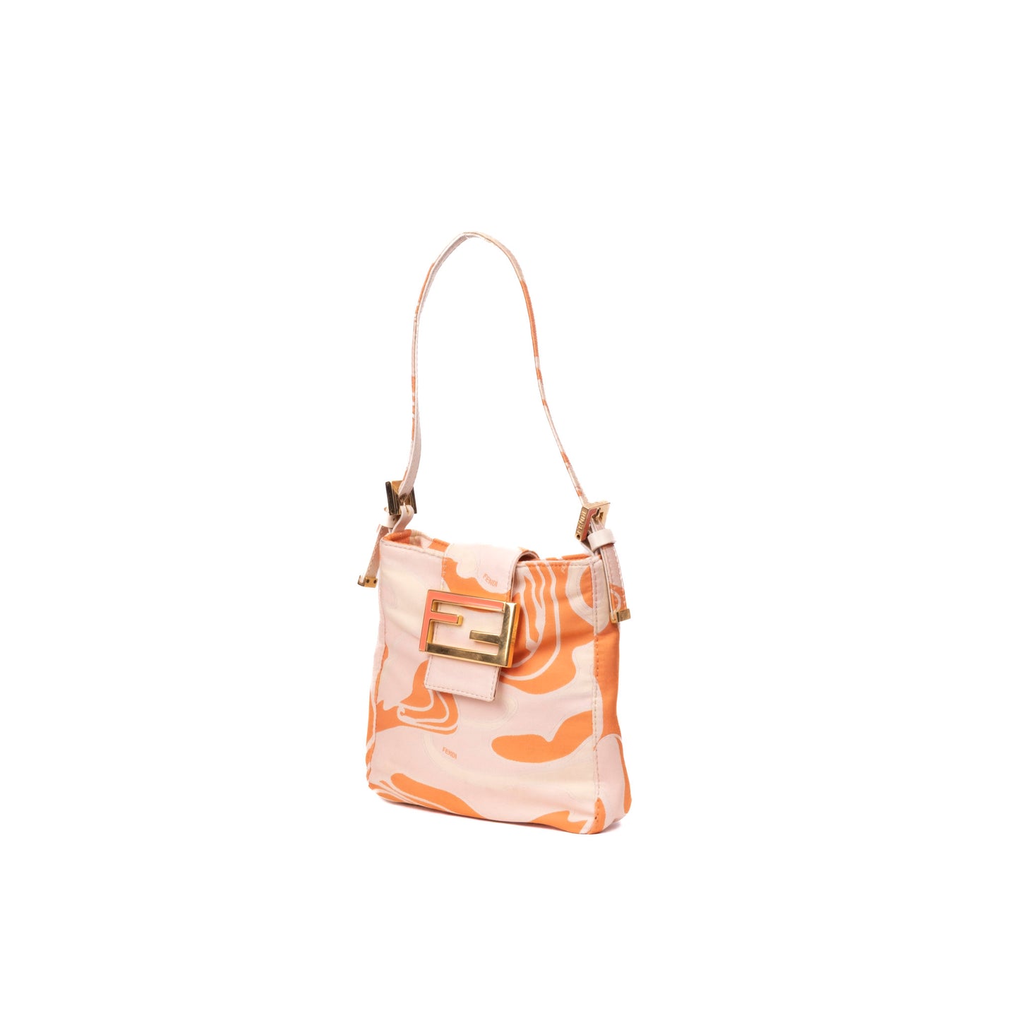 Fendi Orange Swirl Print Satin Mini Shoulder Bag
