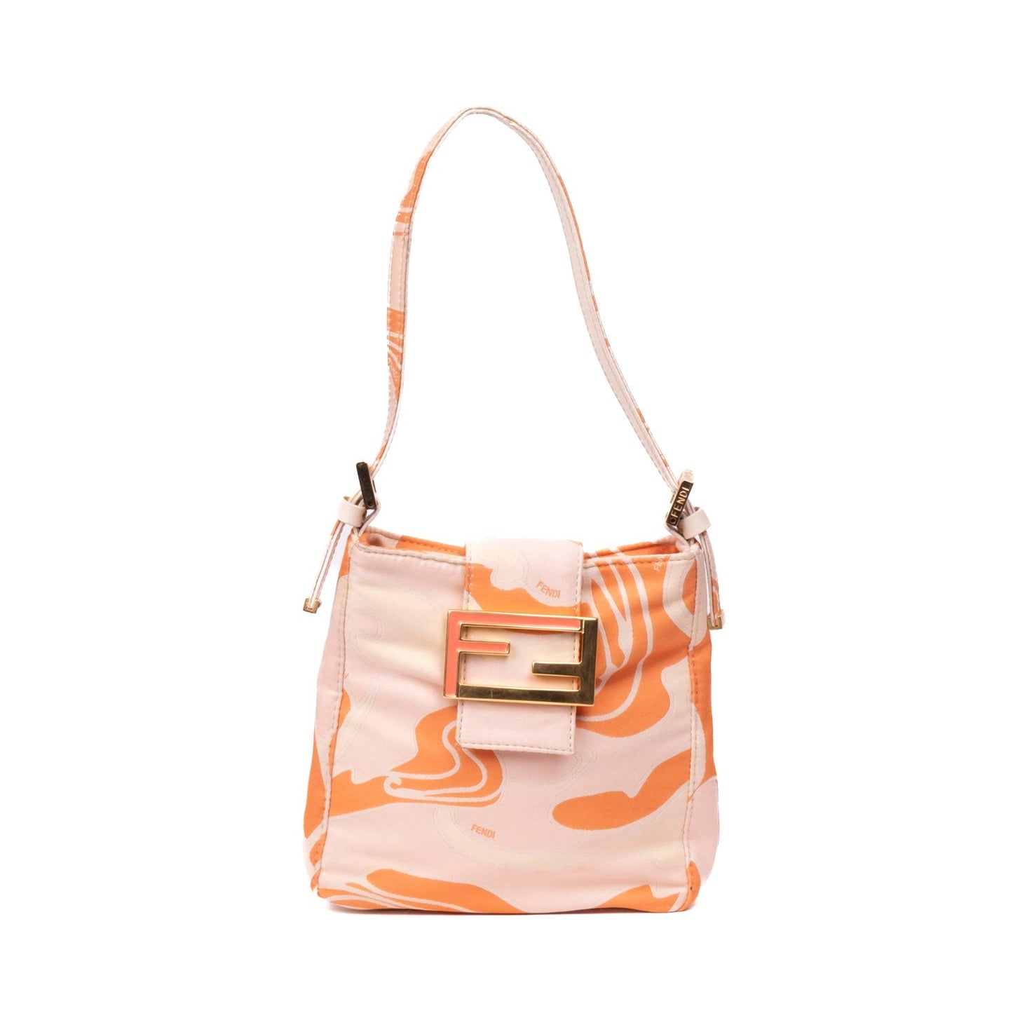 Fendi Orange Swirl Print Satin Mini Shoulder Bag