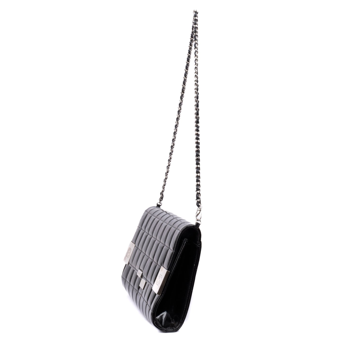 Chanel Black Patent Leather Chocolate Bar Shoulder Bag