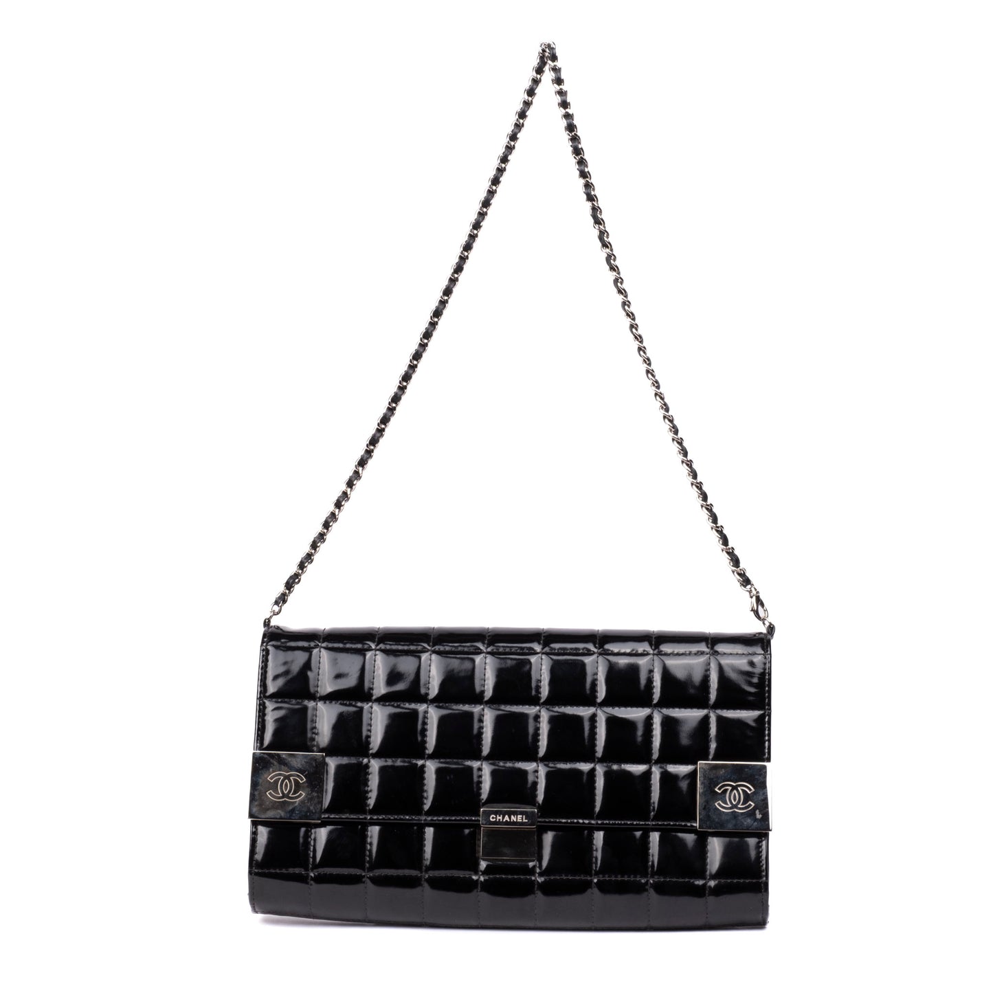 Chanel Black Patent Leather Chocolate Bar Shoulder Bag
