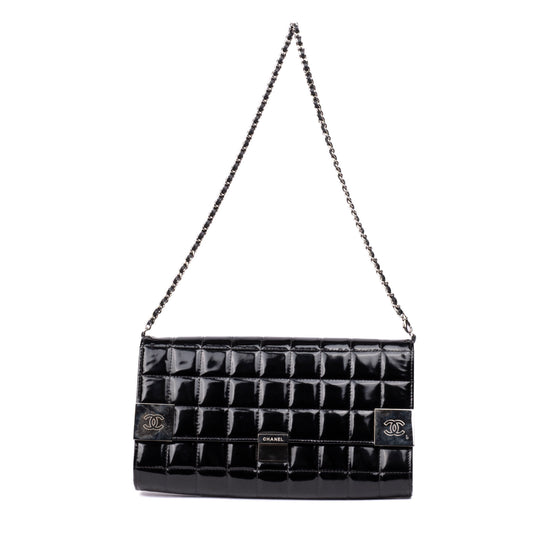 Chanel Black Patent Leather Chocolate Bar Shoulder Bag