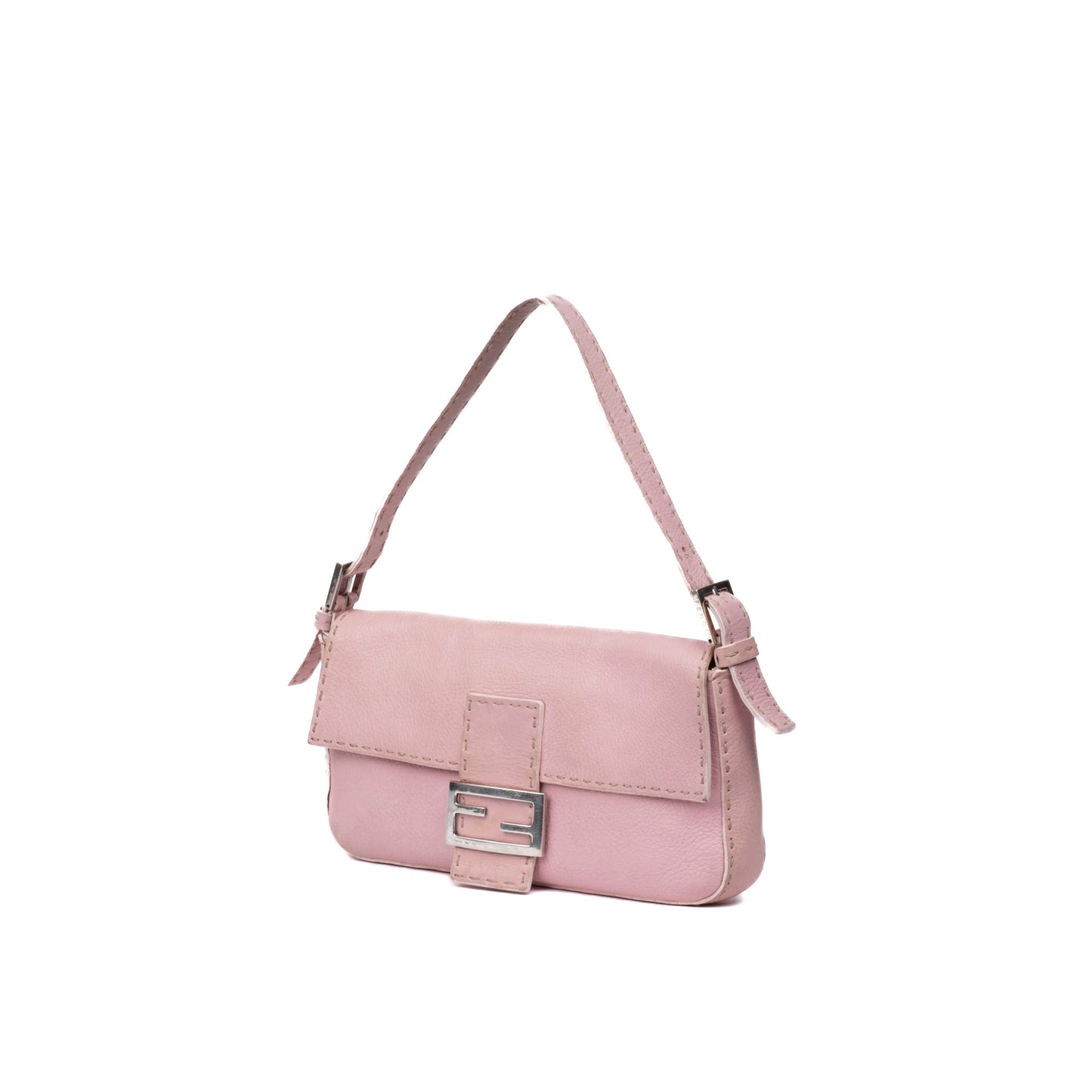 Fendi Pink Leather Selleria Baguette Bag
