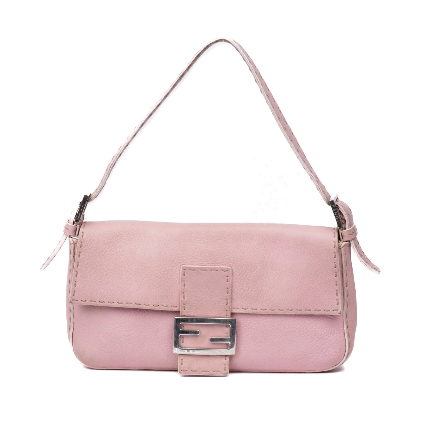 Fendi Pink Leather Selleria Baguette Bag