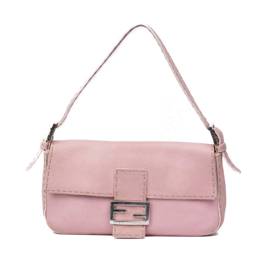 Fendi Pink Leather Selleria Baguette Bag