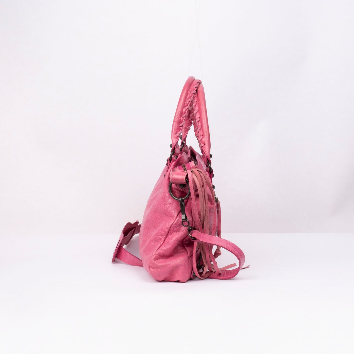 Balenciaga Pink Leather Town City Bag w/ Crossbody Strap