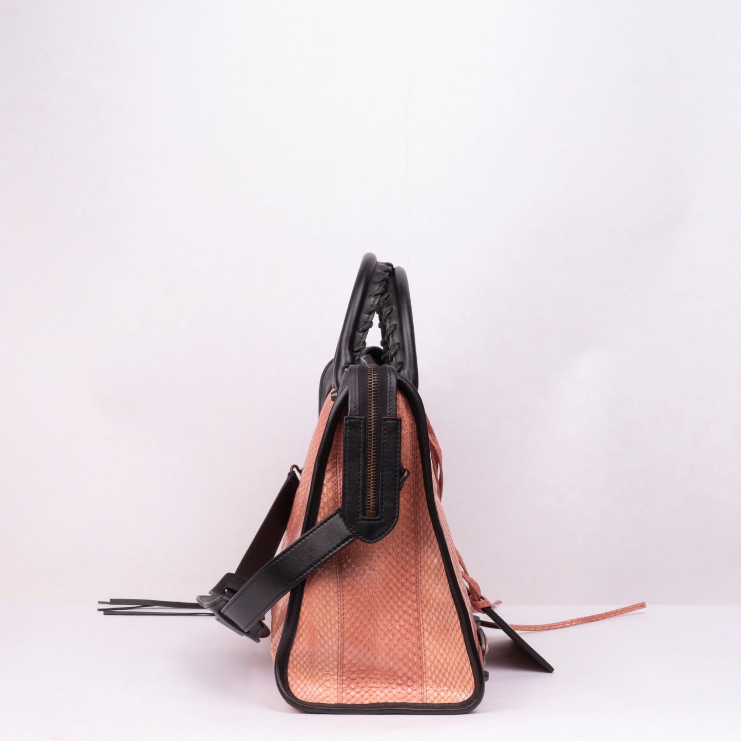 RARE Balenciaga Python Salmon Pink & Black City Bag