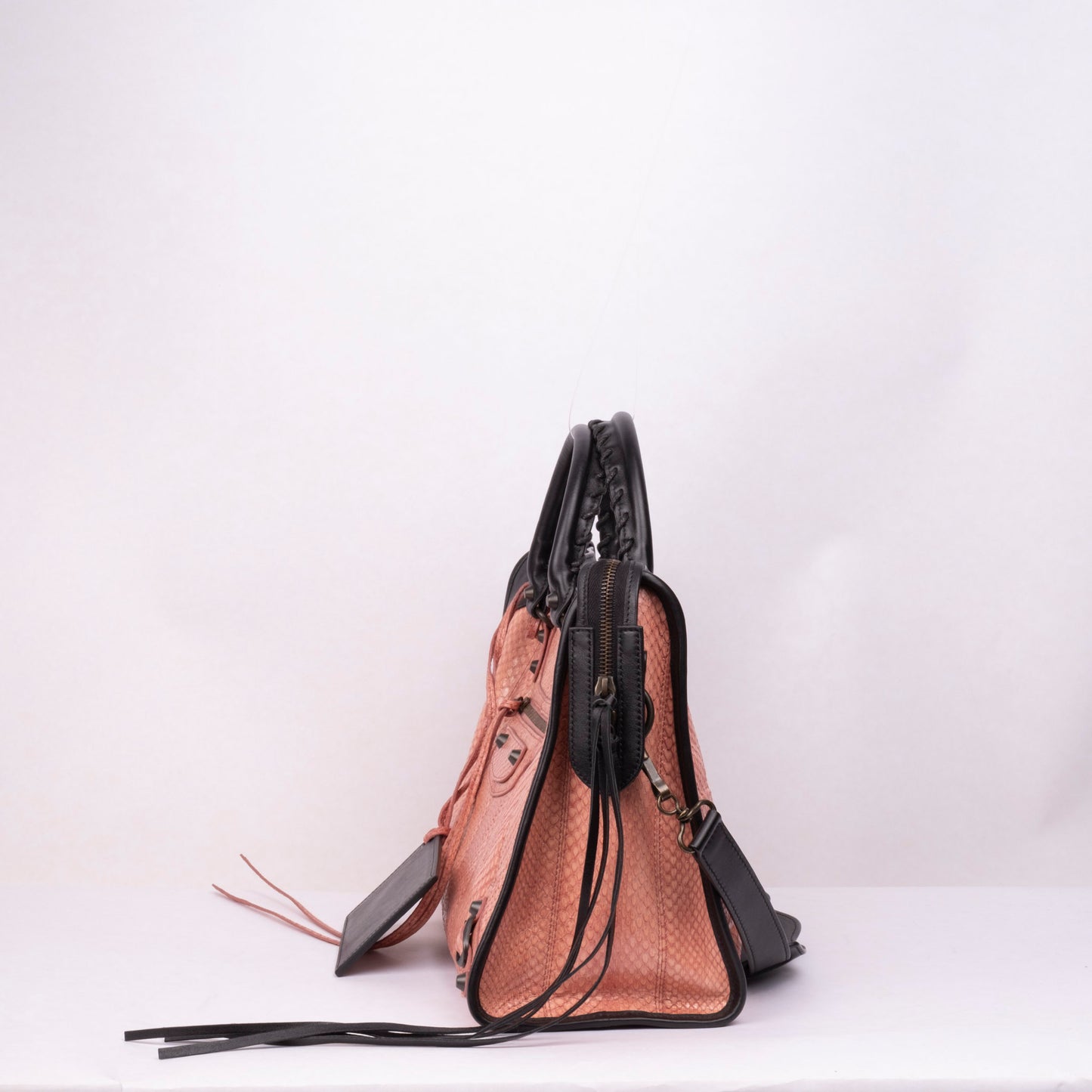 RARE Balenciaga Python Salmon Pink & Black City Bag