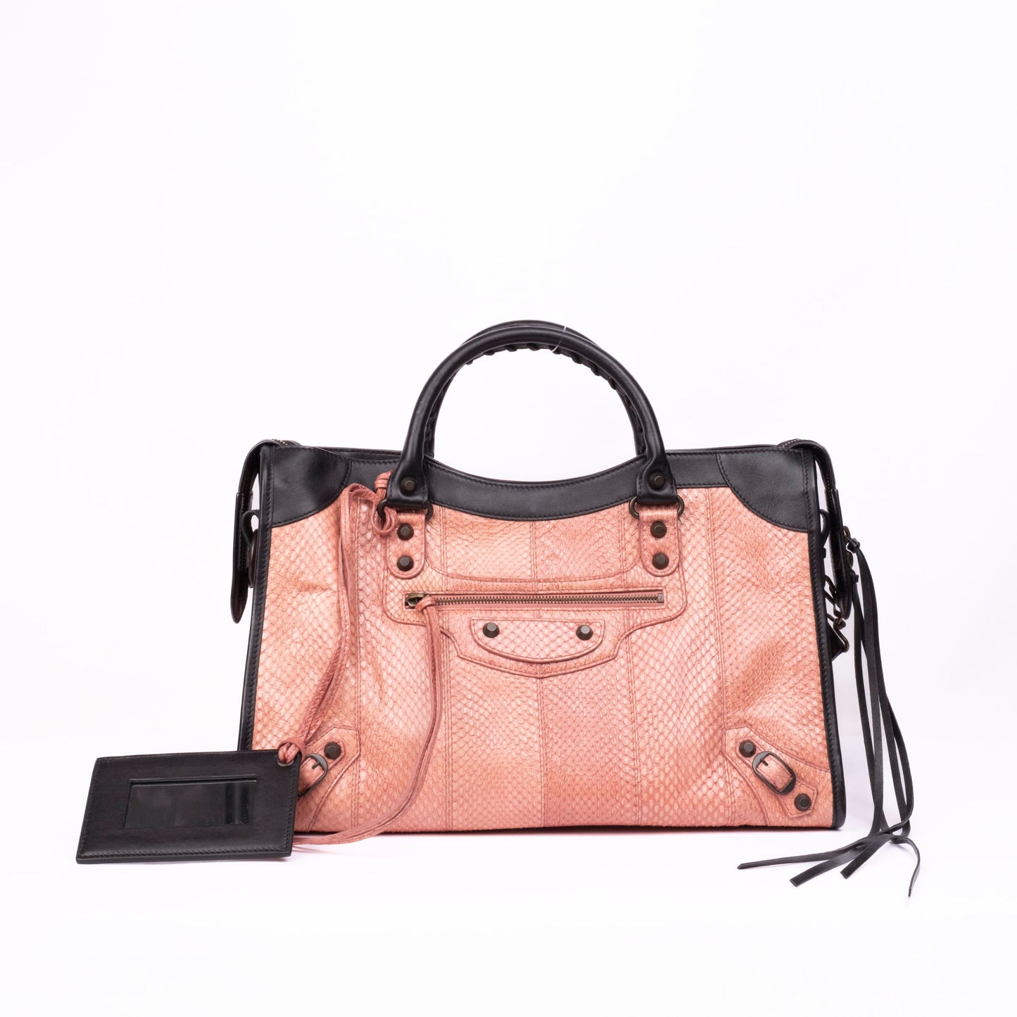 RARE Balenciaga Python Salmon Pink & Black City Bag