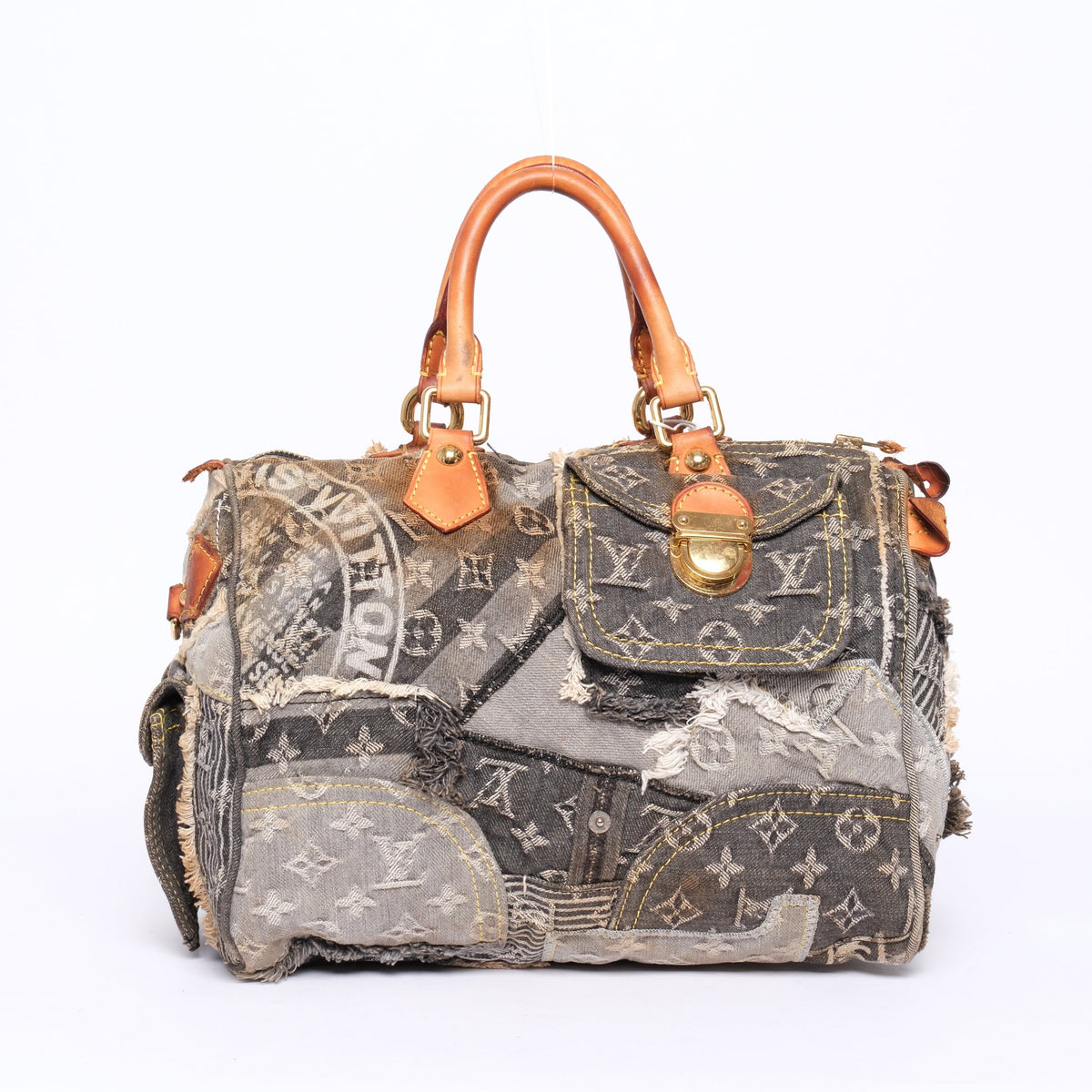 Louis Vuitton Black Denim Monogram Patchwork Bowler Bag