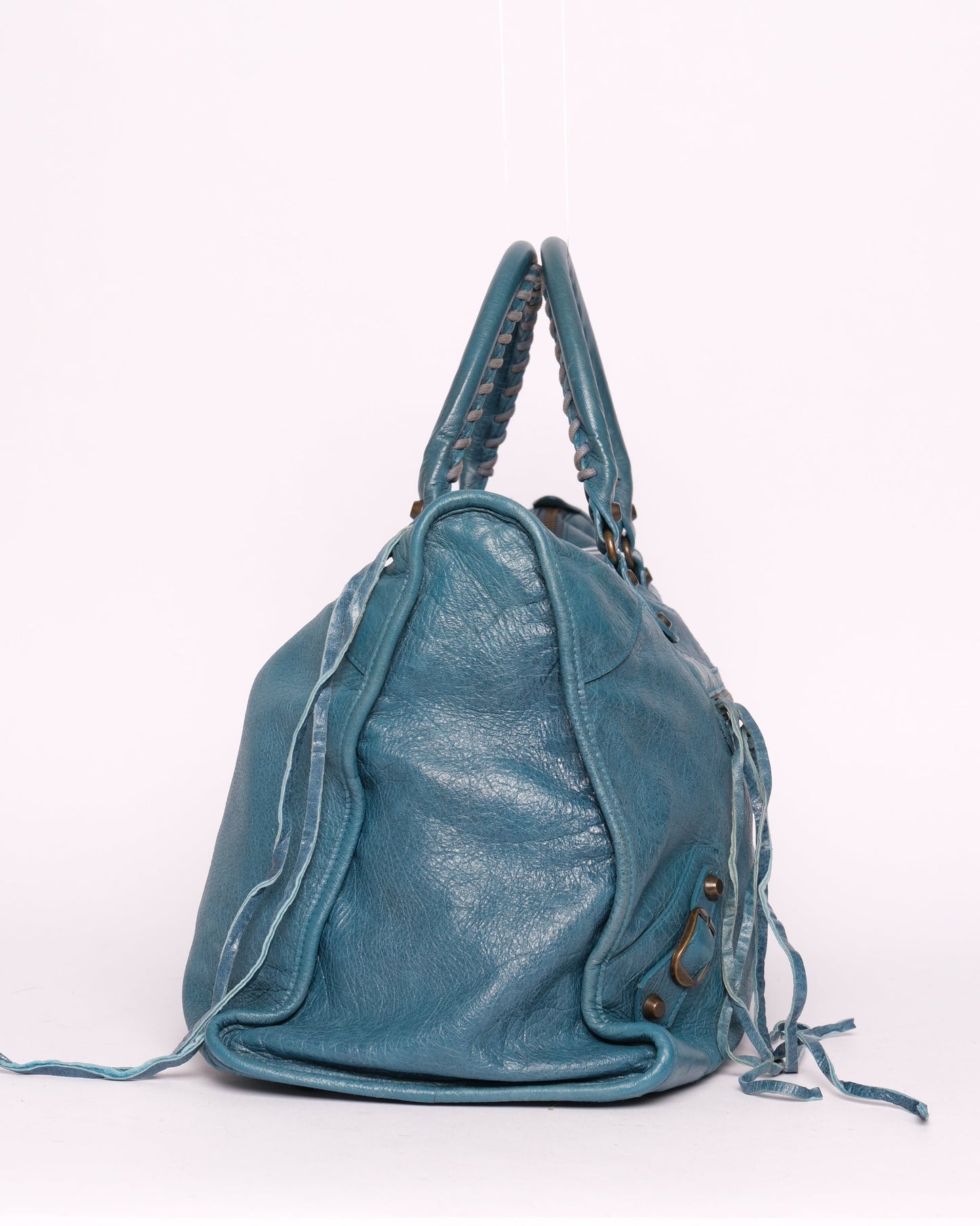 Balenciaga Blue Work City Tote Bag w/ Bronze Hardware