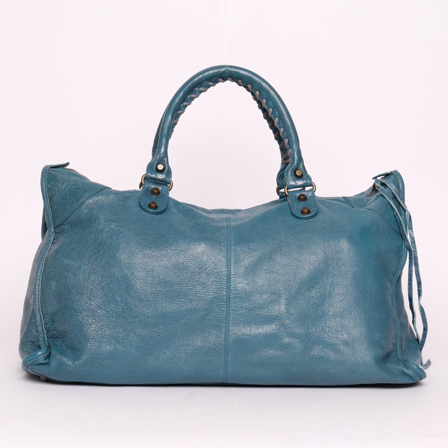 Balenciaga Blue Work City Tote Bag w/ Bronze Hardware
