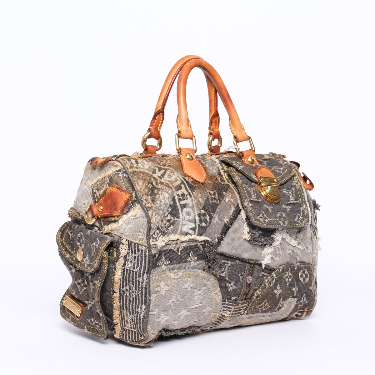 Louis Vuitton Black Denim Monogram Patchwork Bowler Bag