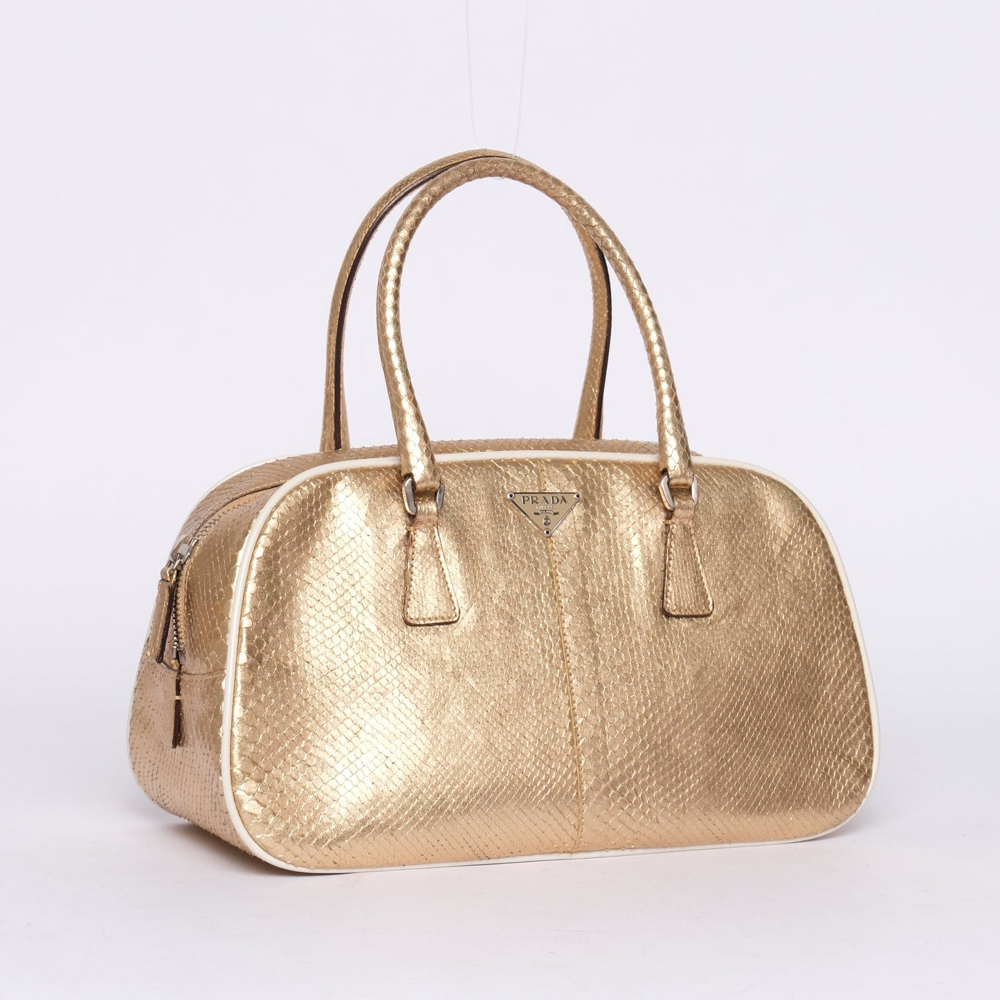 Prada Gold Python Mini Bowler Handbag