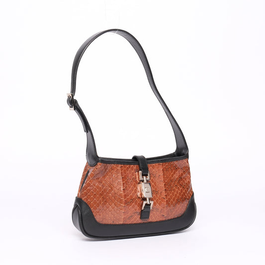Gucci Brown & Black Snakeskin Leather Mini Jackie Shoulder Bag