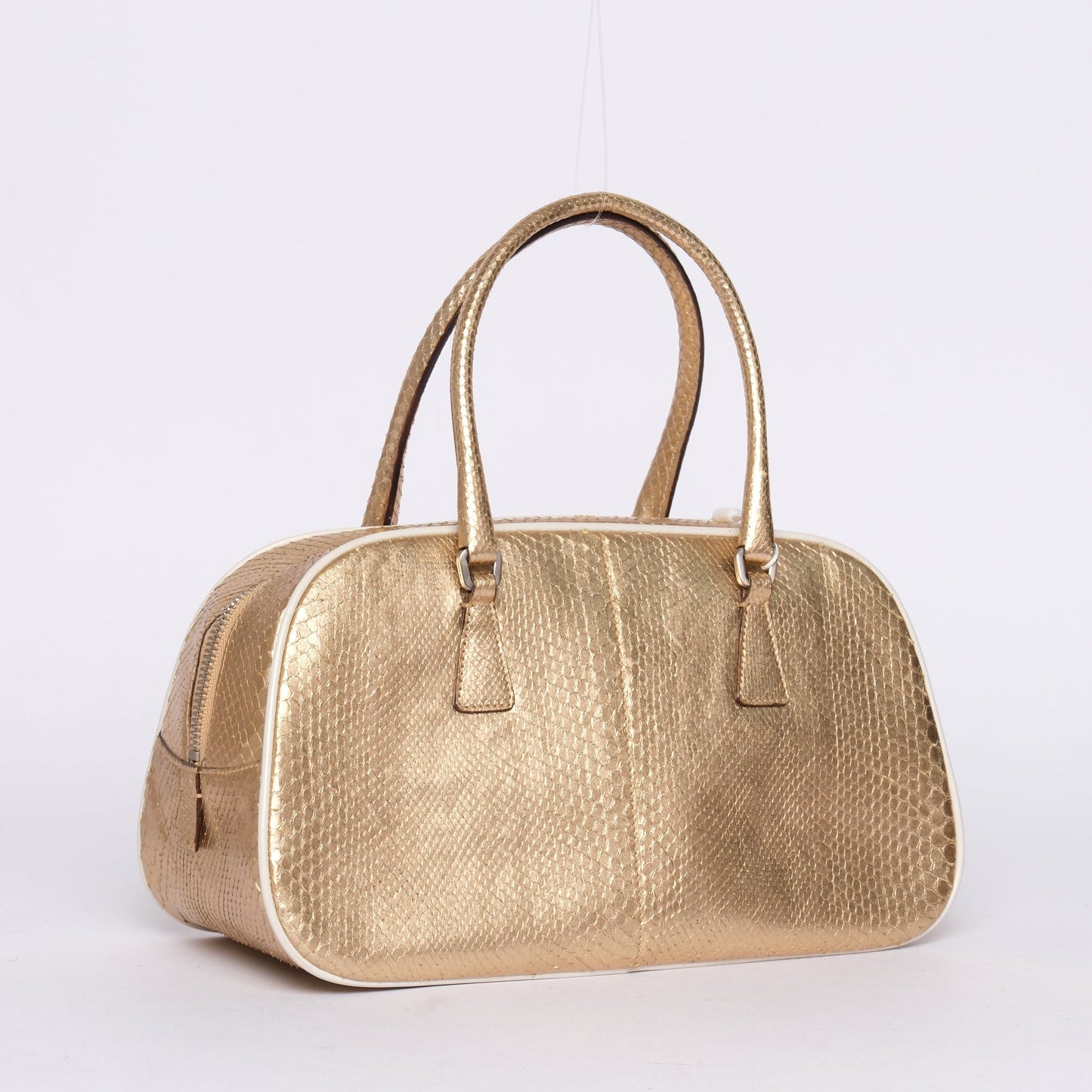Prada Gold Python Mini Bowler Handbag