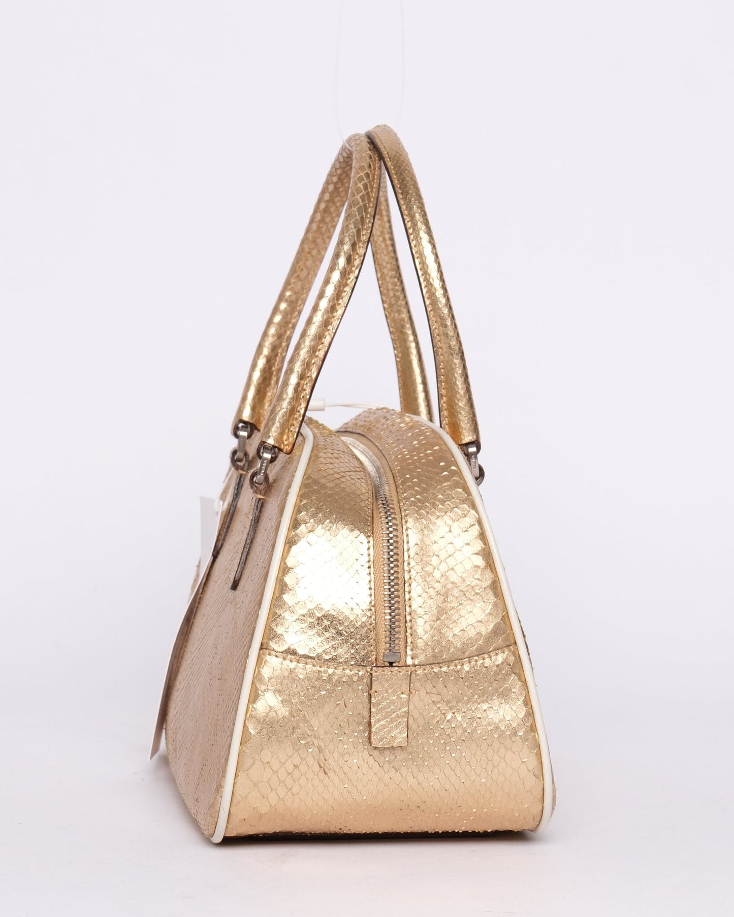 Prada Gold Python Mini Bowler Handbag