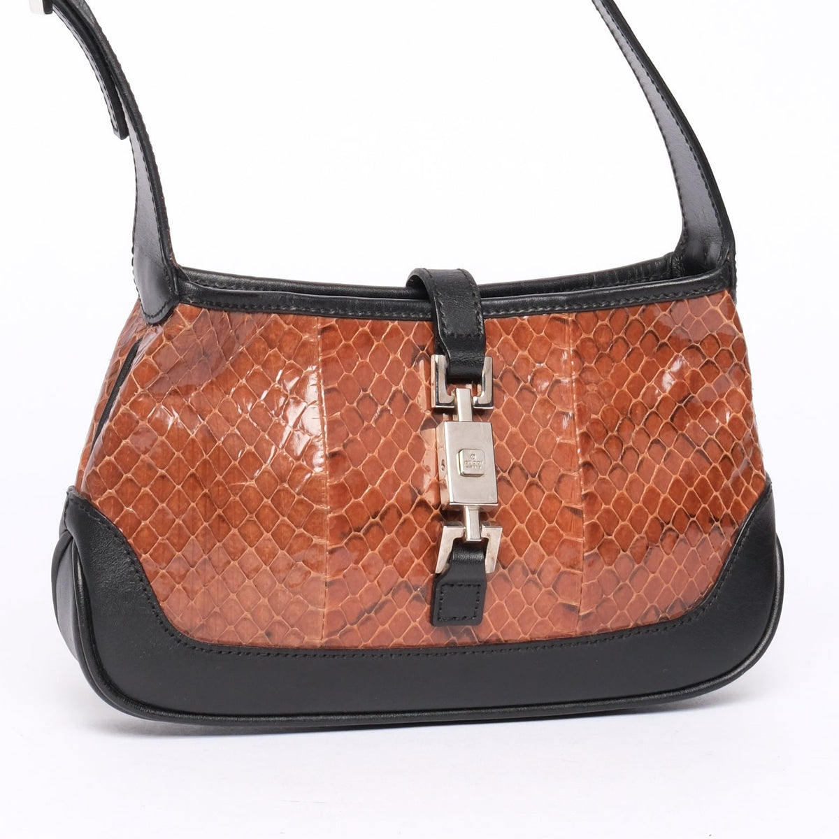 Gucci Brown & Black Snakeskin Leather Mini Jackie Shoulder Bag