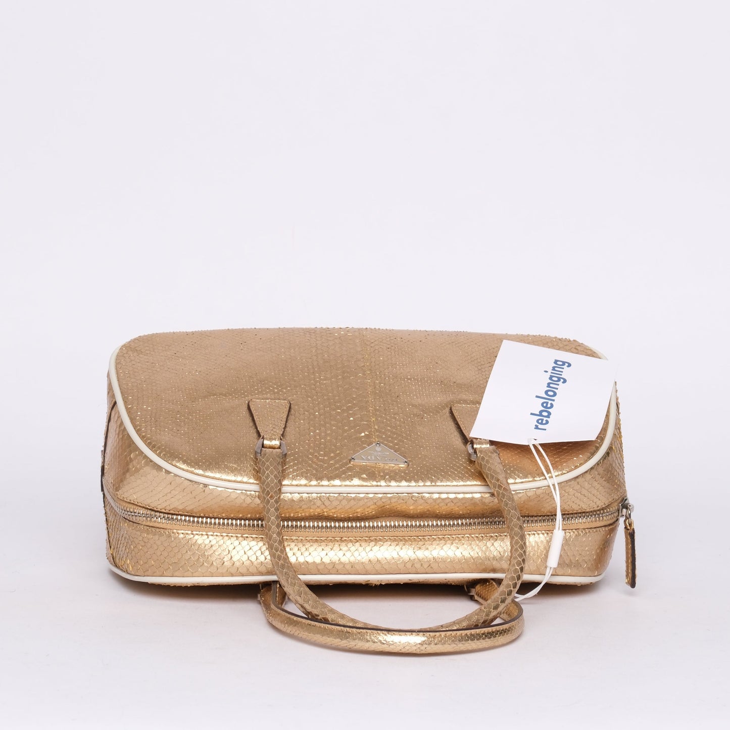 Prada Gold Python Mini Bowler Handbag