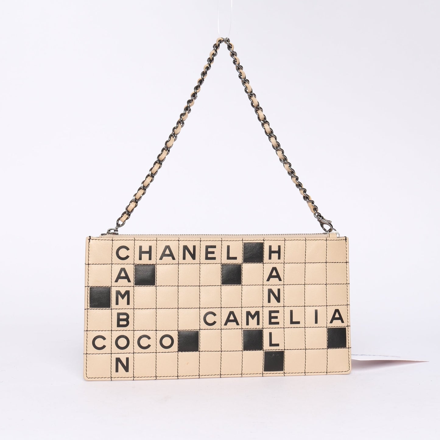 Chanel Beige Crossword Puzzle Pochette