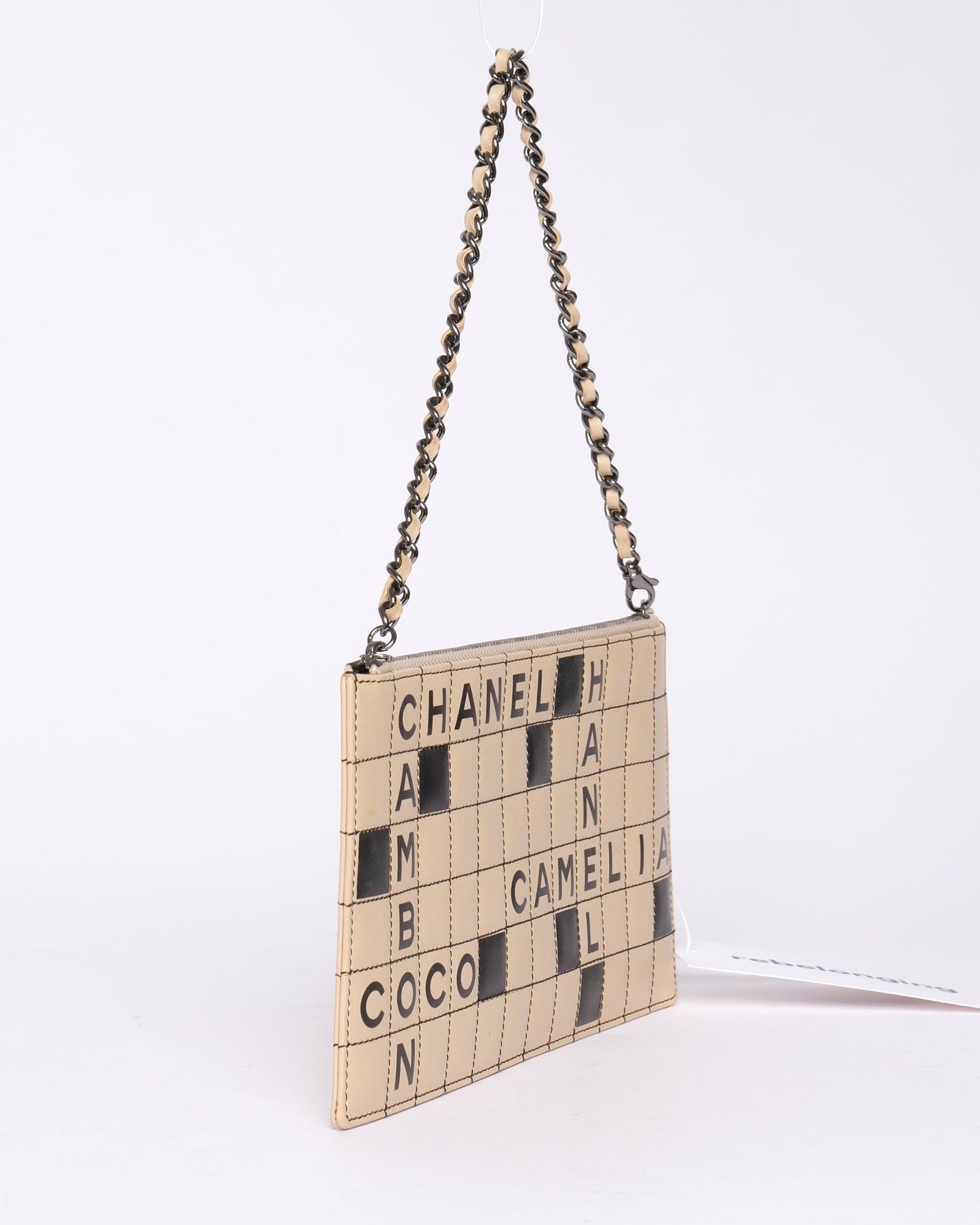 Chanel Beige Crossword Puzzle Pochette