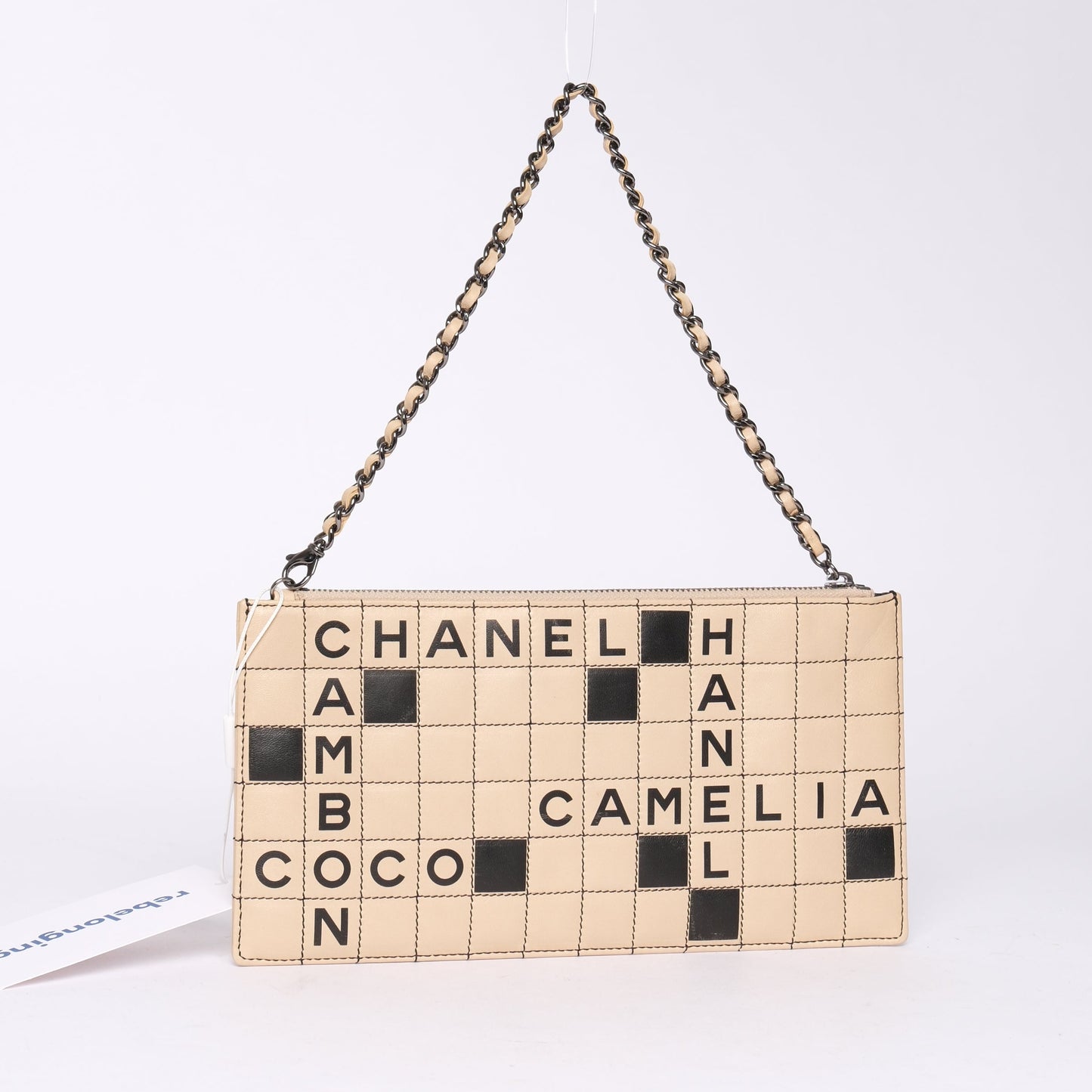 Chanel Beige Crossword Puzzle Pochette