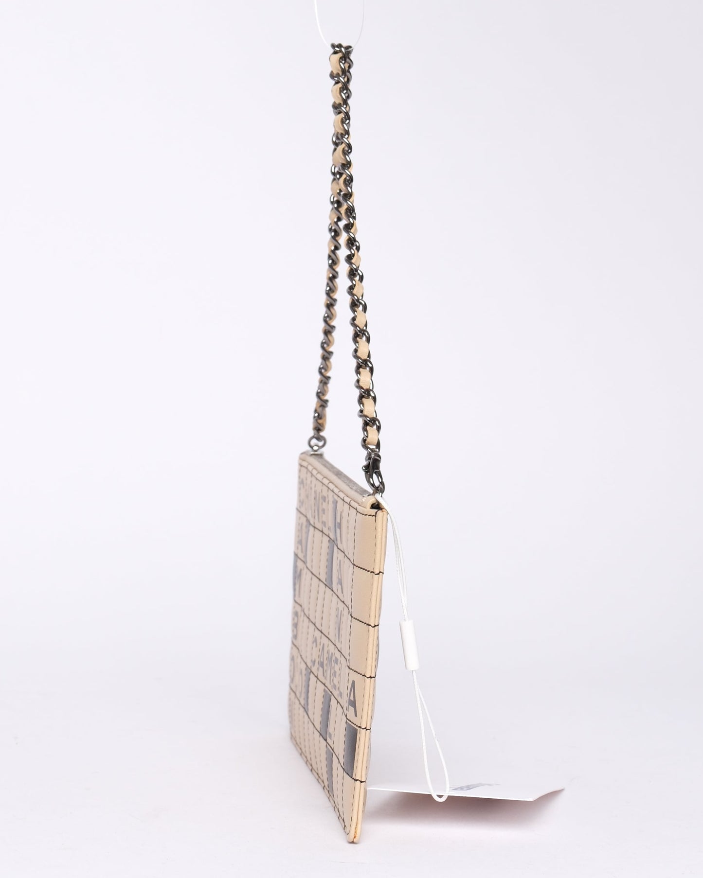 Chanel Beige Crossword Puzzle Pochette