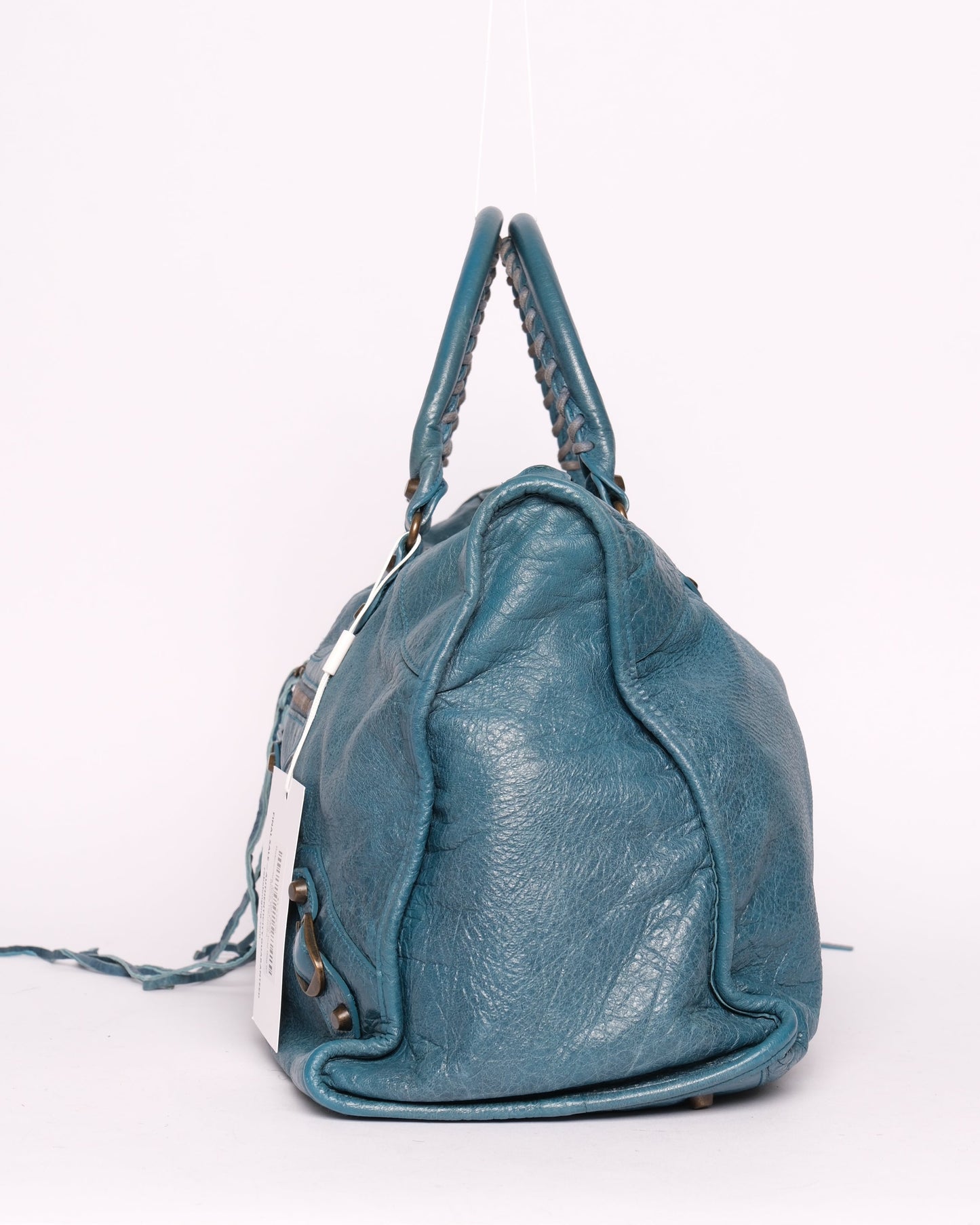 Balenciaga Blue Work City Tote Bag w/ Bronze Hardware