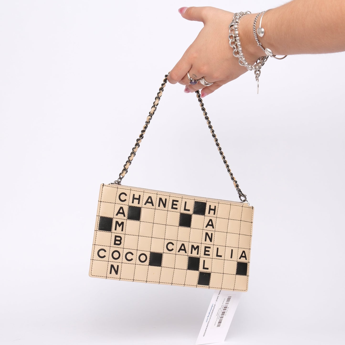 Chanel Beige Crossword Puzzle Pochette