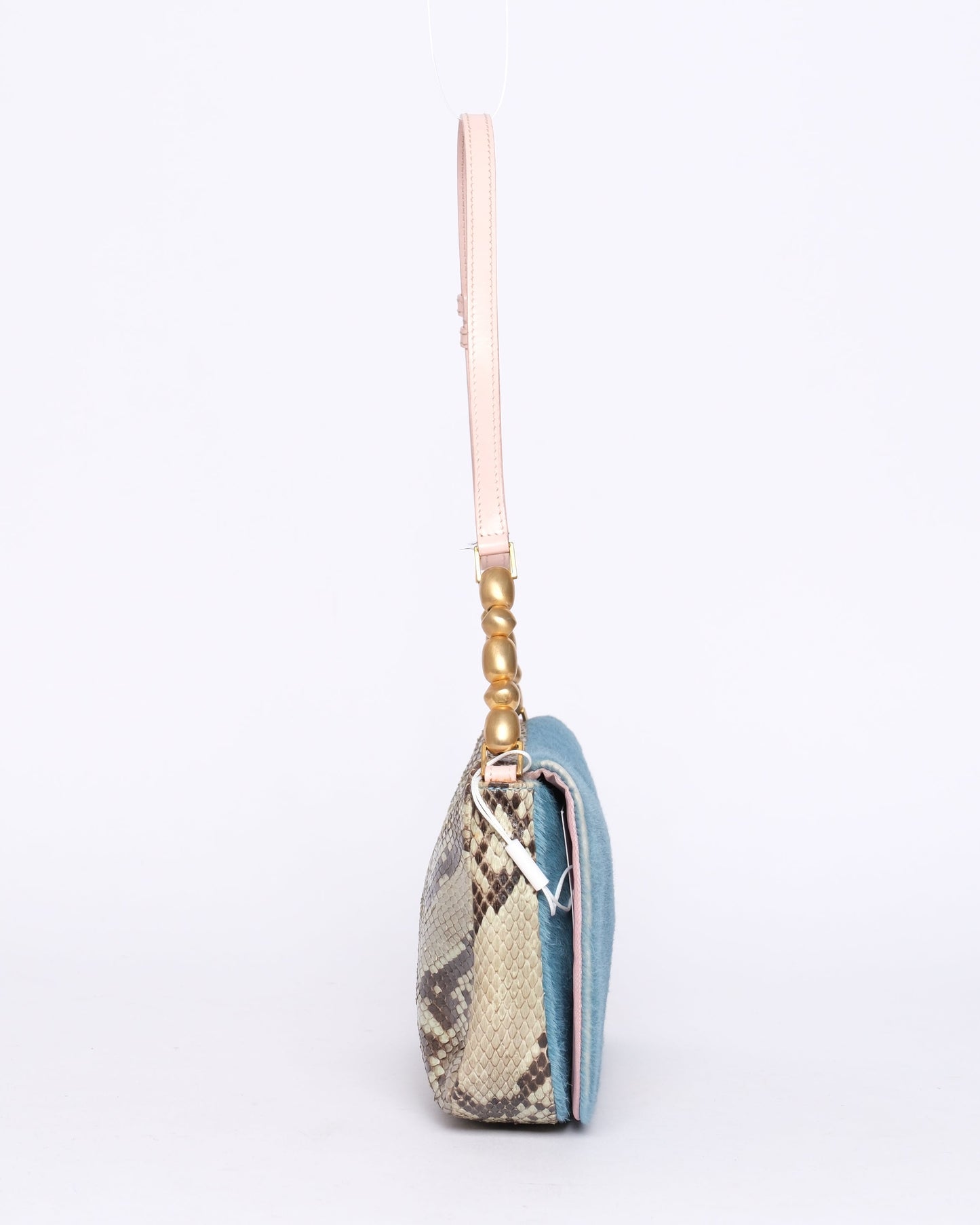 Christian Dior Blue & Pink Ponyhair and Snakeskin Malice Bag