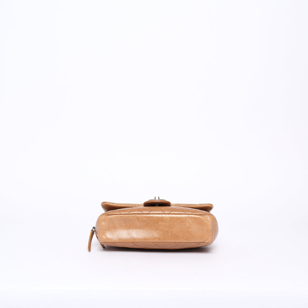 Chanel Tan Leather Small Zip Camera Flap Bag