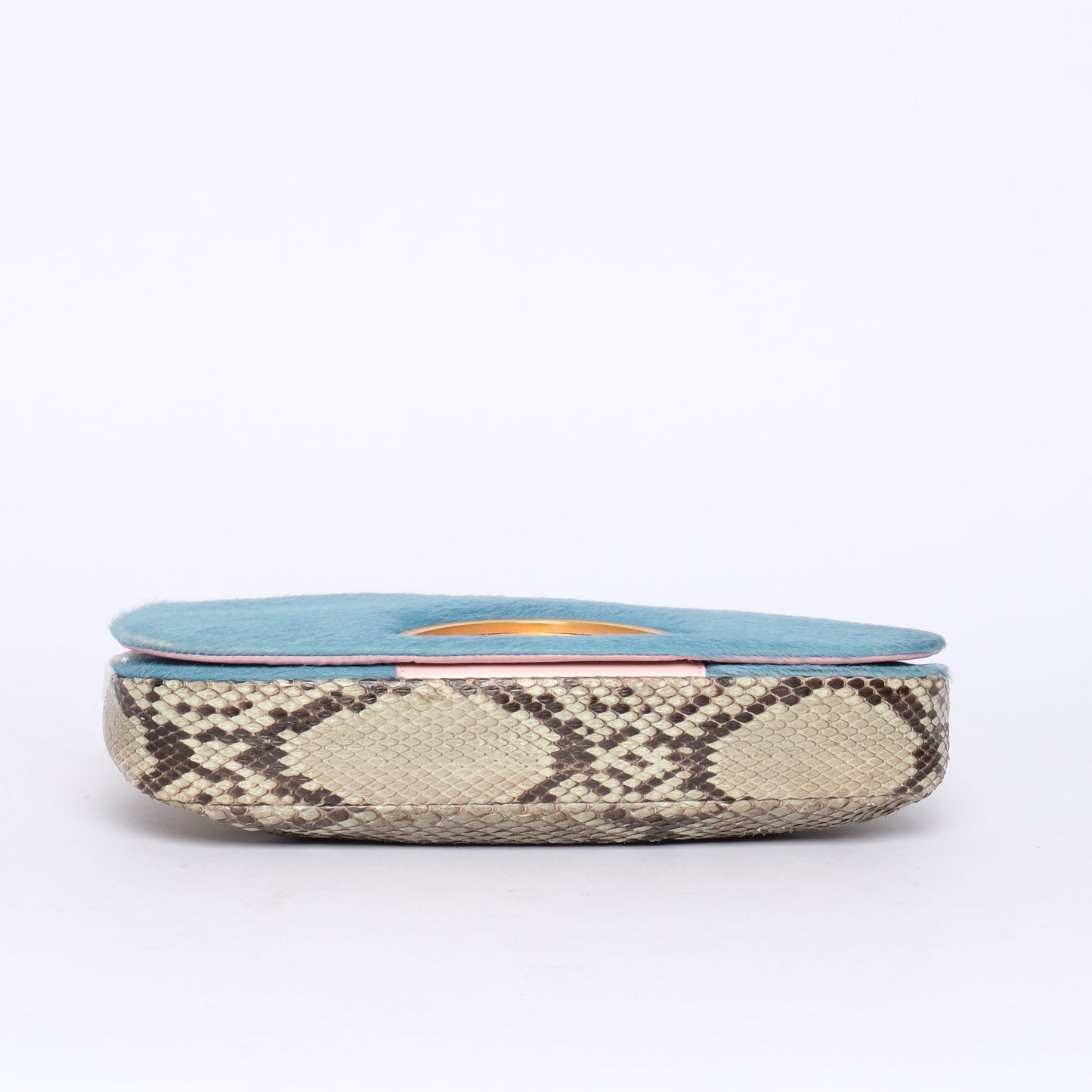 Christian Dior Blue & Pink Ponyhair and Snakeskin Malice Bag