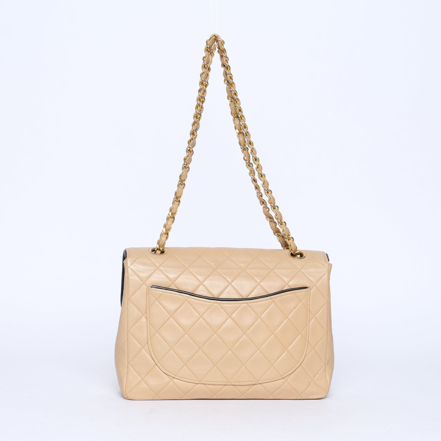 Chanel Beige Quilted Lambskin 24KGP Matelassé Flap