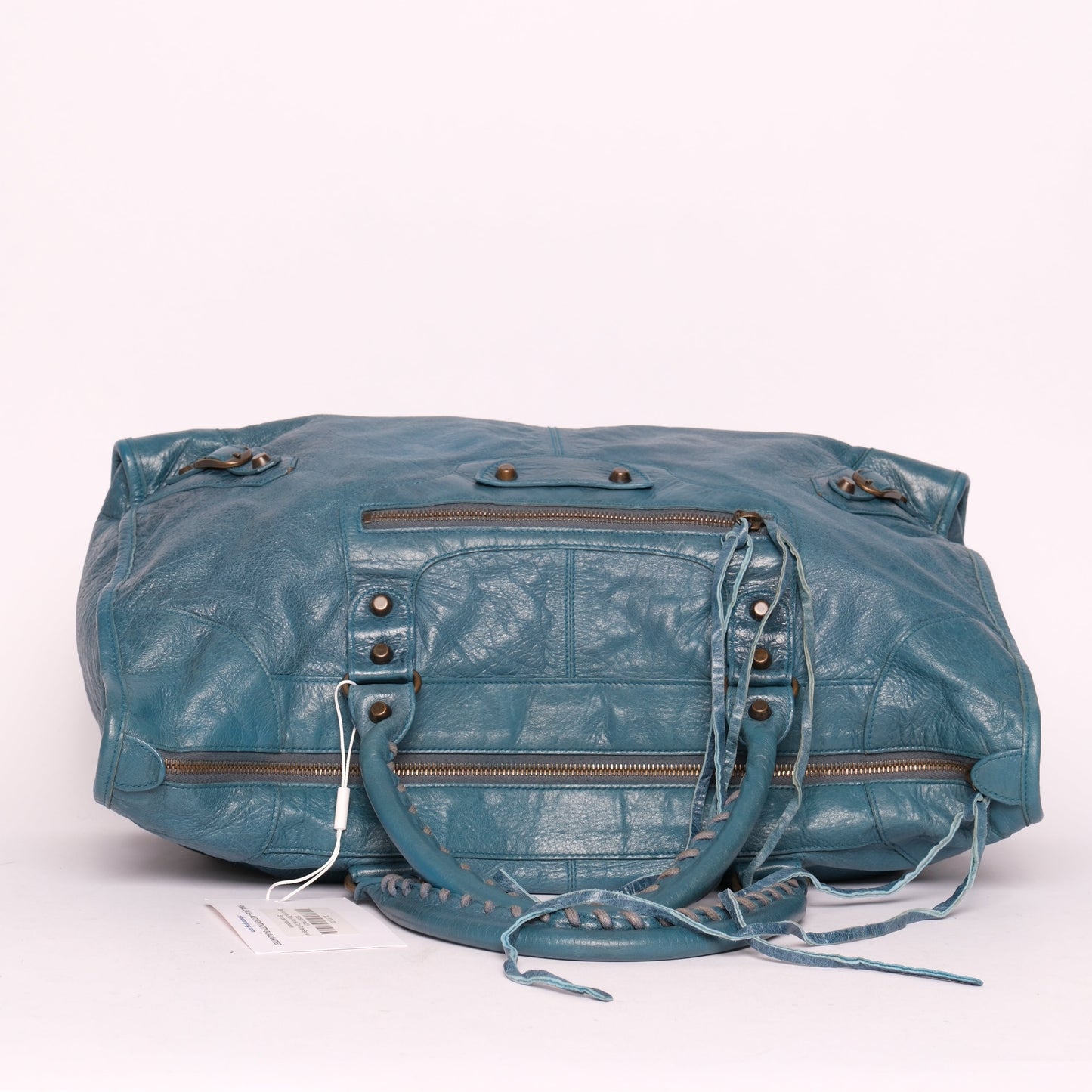 Balenciaga Blue Work City Tote Bag w/ Bronze Hardware