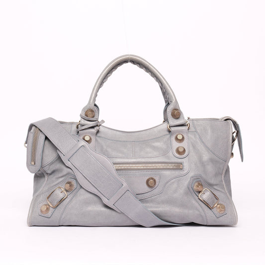 Balenciaga Cloud Baby Blue Gray Part Time City Bag w/ Giant Hardware